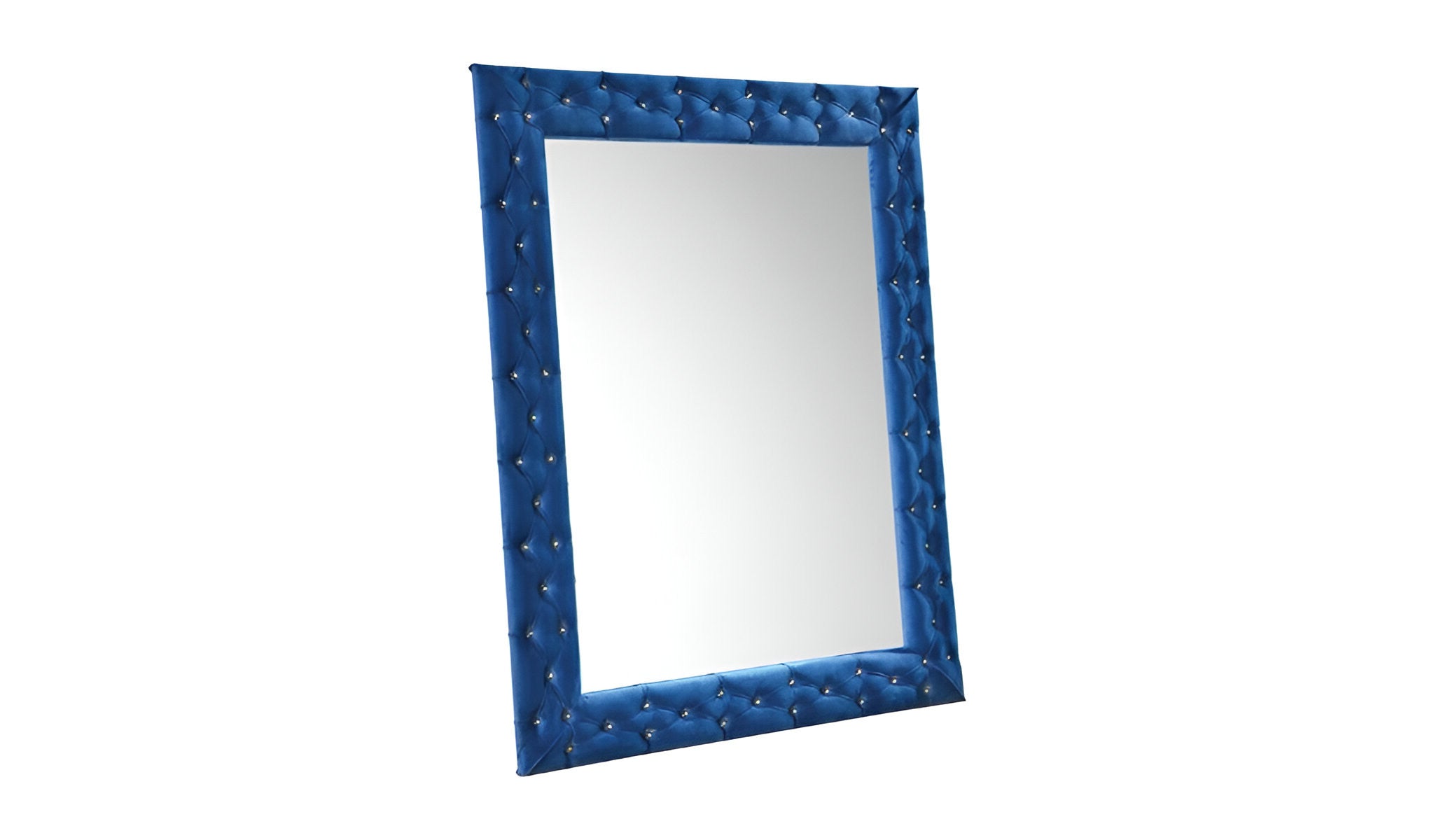 74" Blue Velvet Frame Accent Mirror