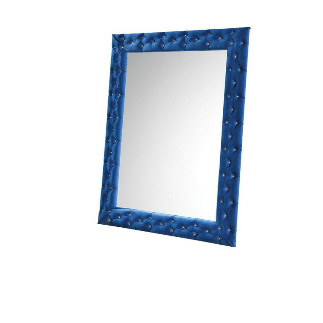 74" Blue Velvet Frame Accent Mirror