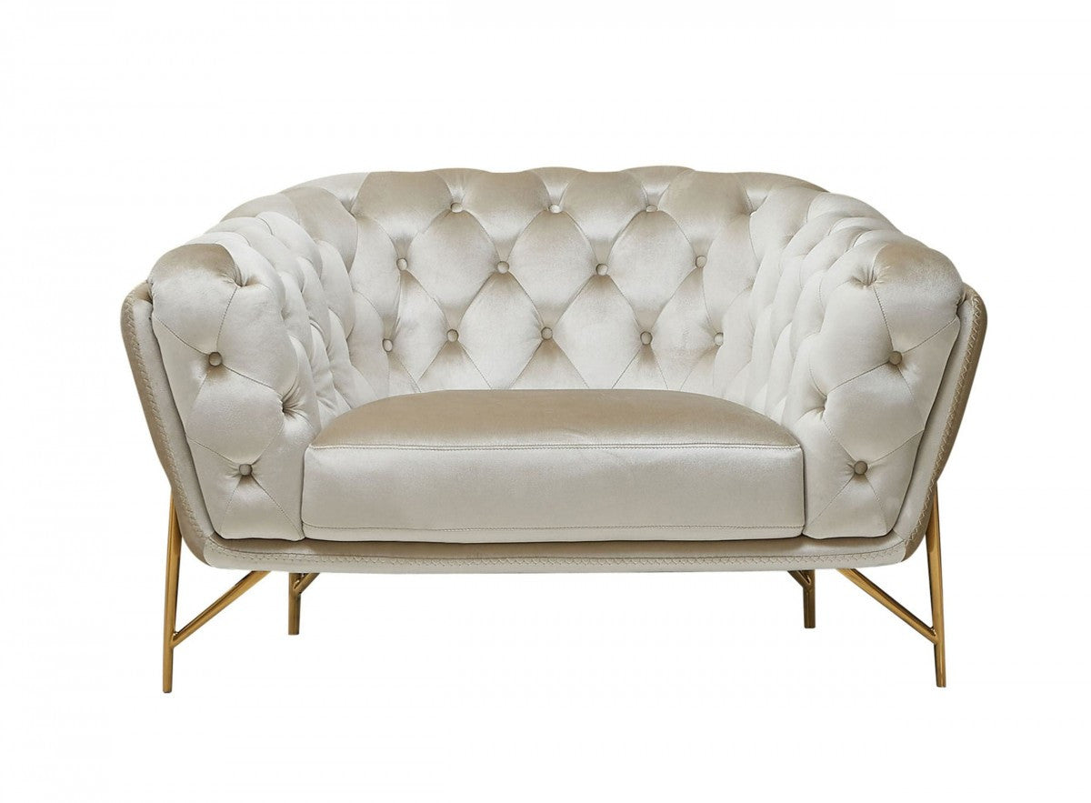 49" Beige Modern Chesterfield Tufted Chair