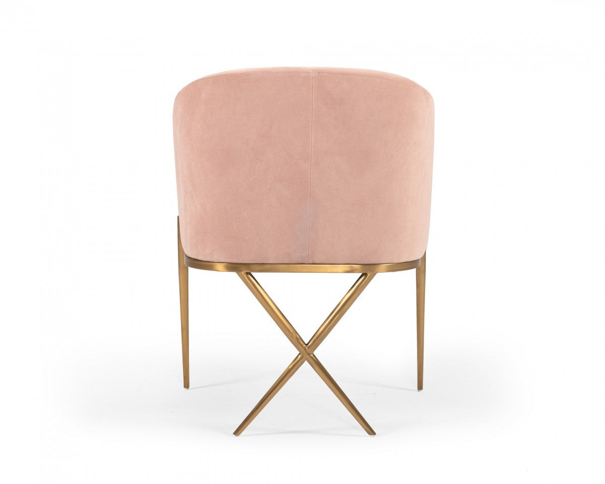 25" Pink Velvet Cross Legs Barrel Chair