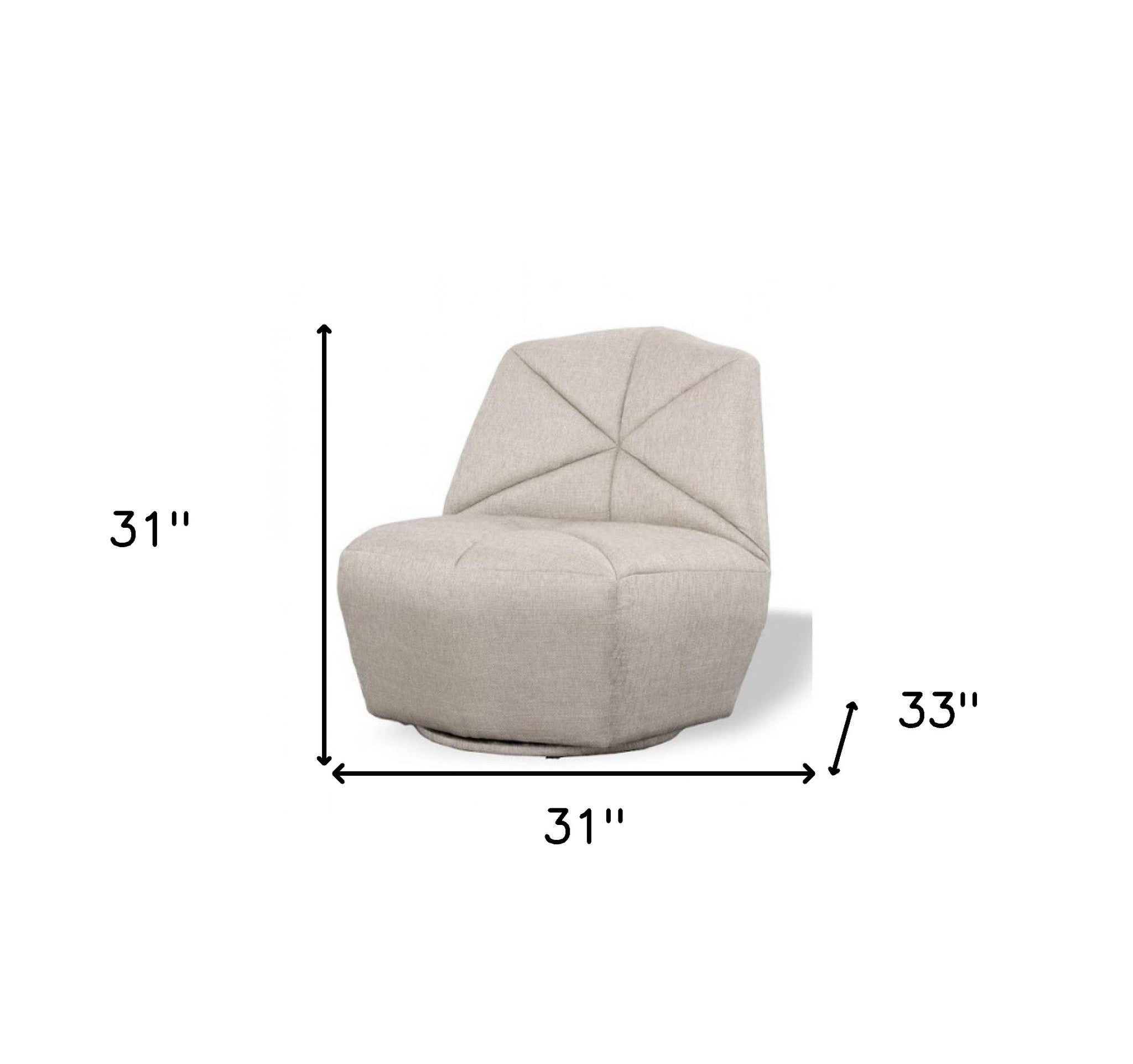 31" Gray Tufted Fabric Armless Chair