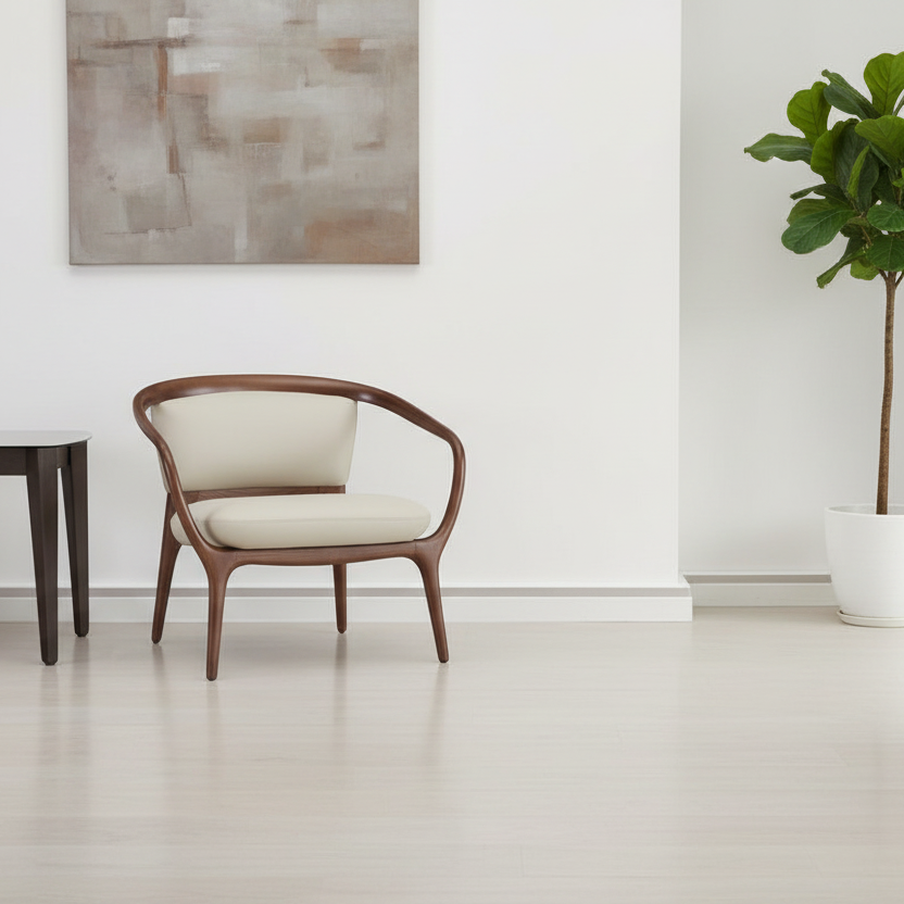 30" Brown faux Leather Rustic Armchair