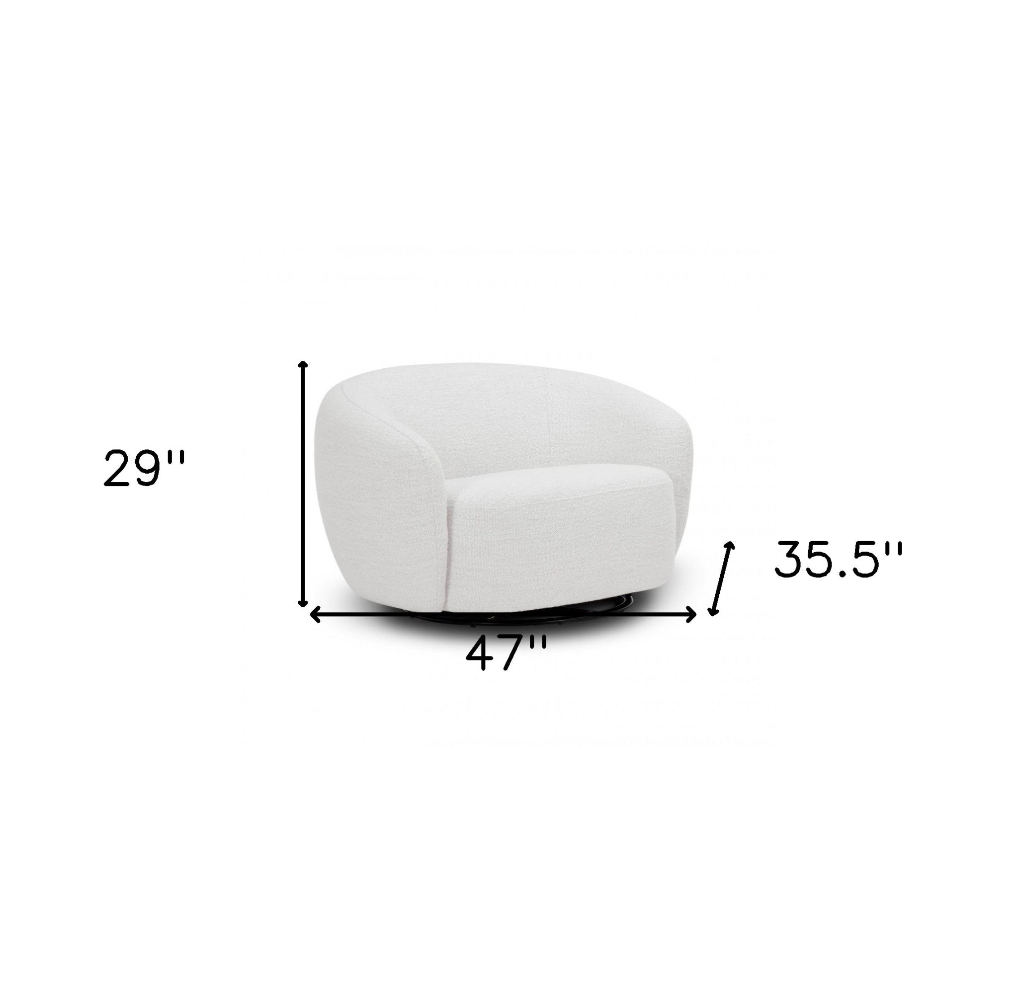 47" Modern White Swivel Barrel Chair