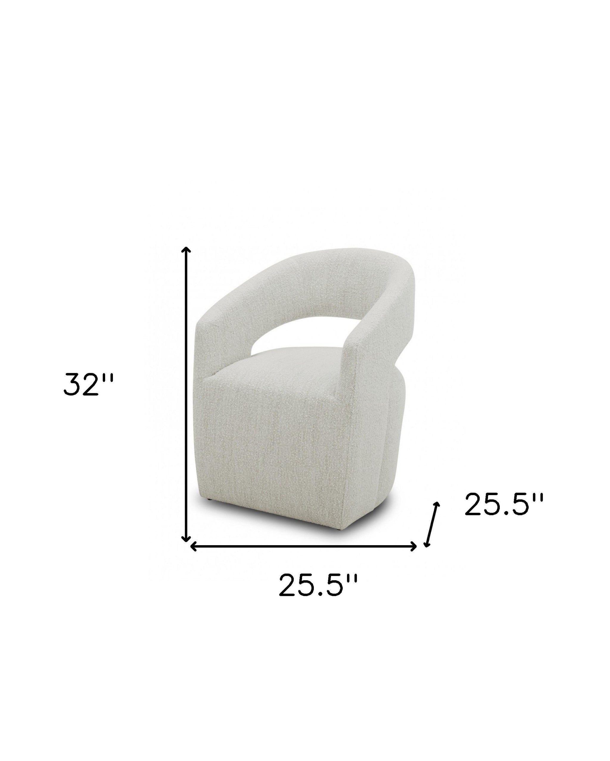 26" White Open Back Barrel Chair