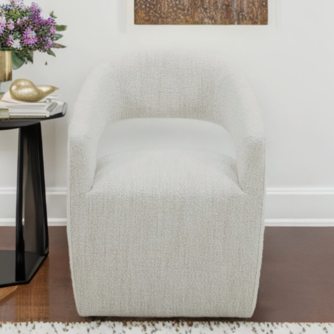 26" White Open Back Barrel Chair