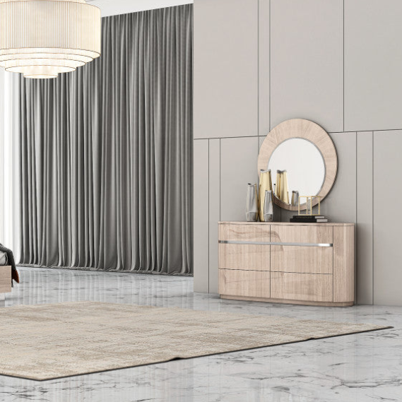 64" Beige Six Glide Drawer Dresser
