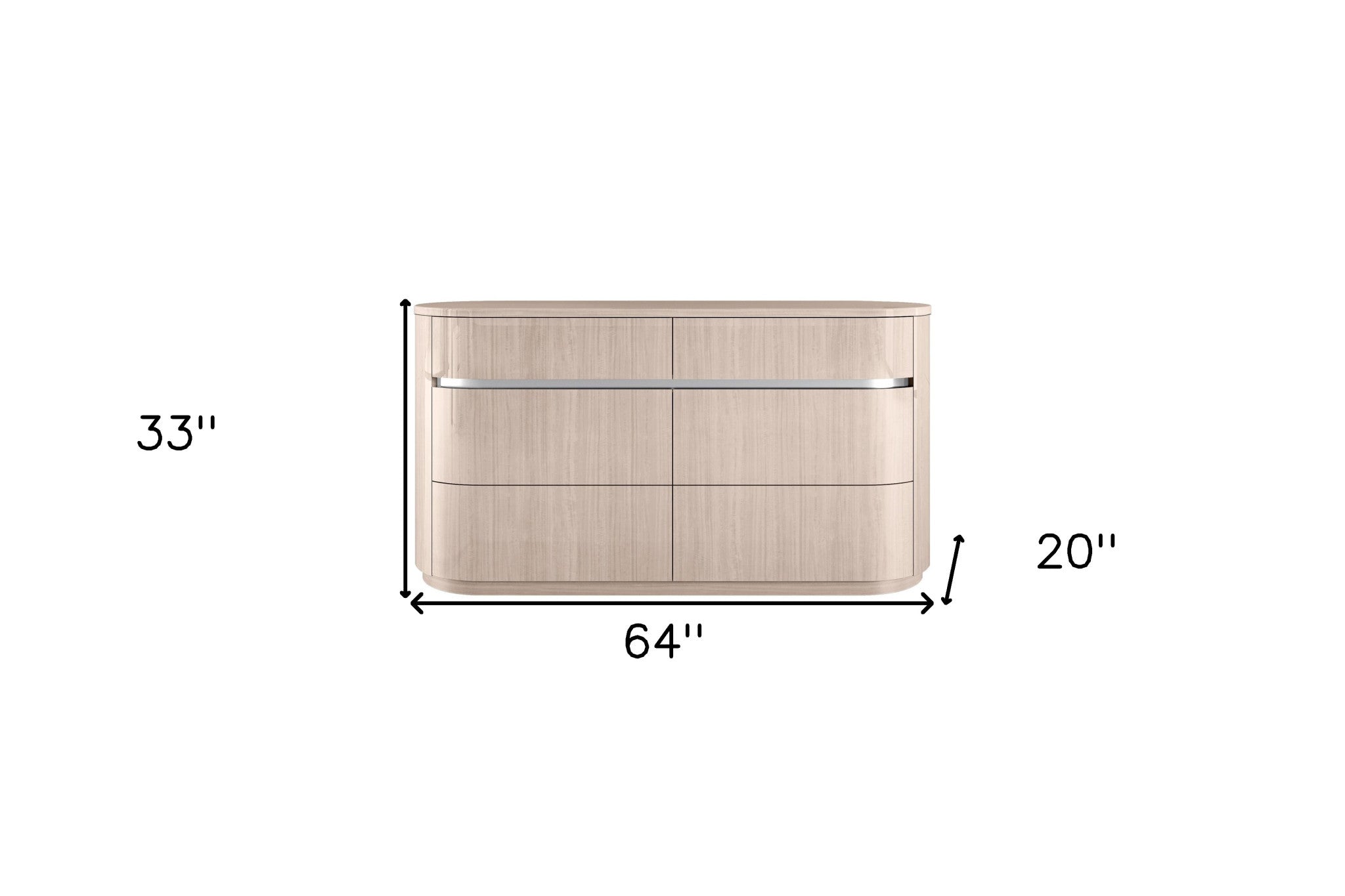 64" Beige Six Glide Drawer Dresser