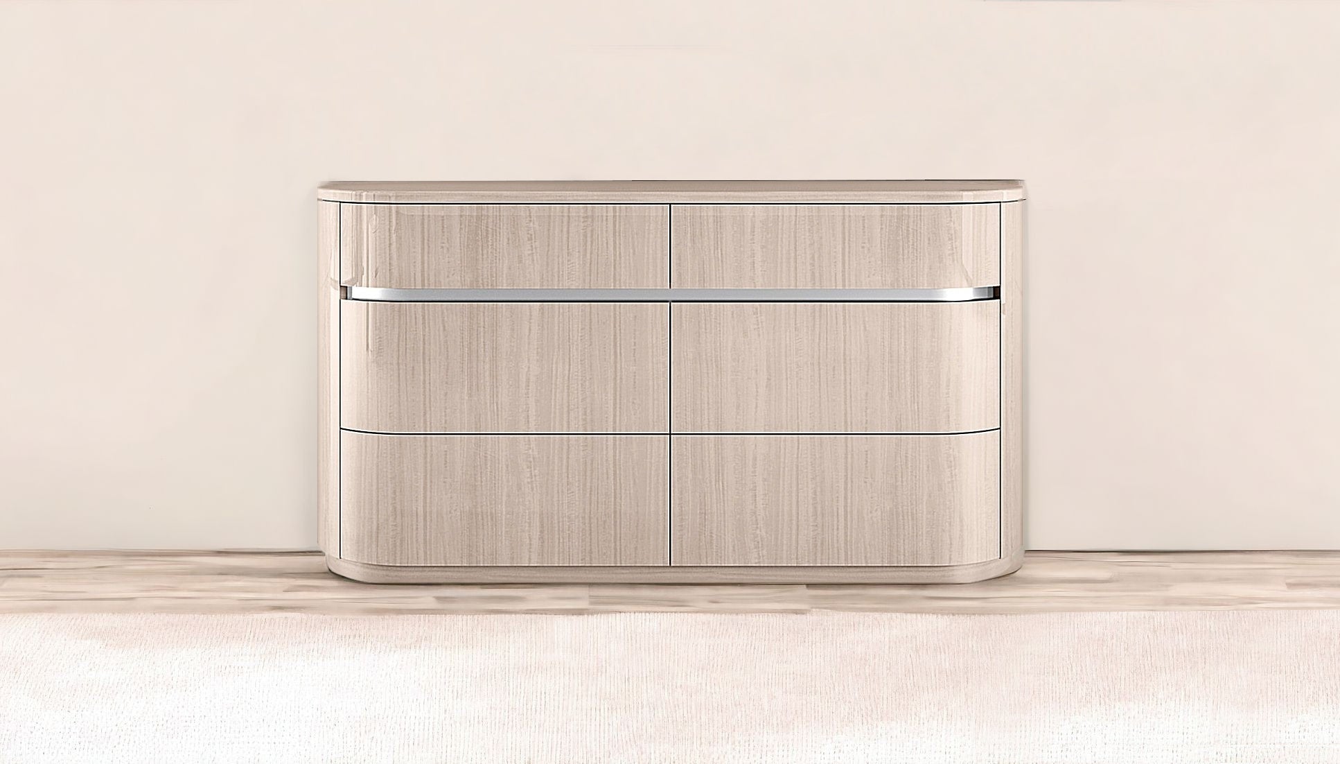 64" Beige Six Glide Drawer Dresser