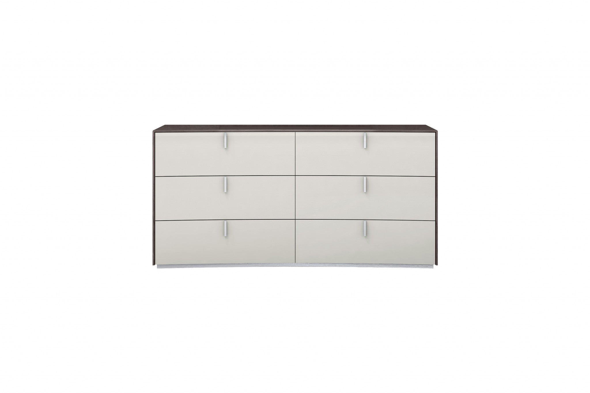 62" Gray Wood and Metal 6 Drawer Dresser