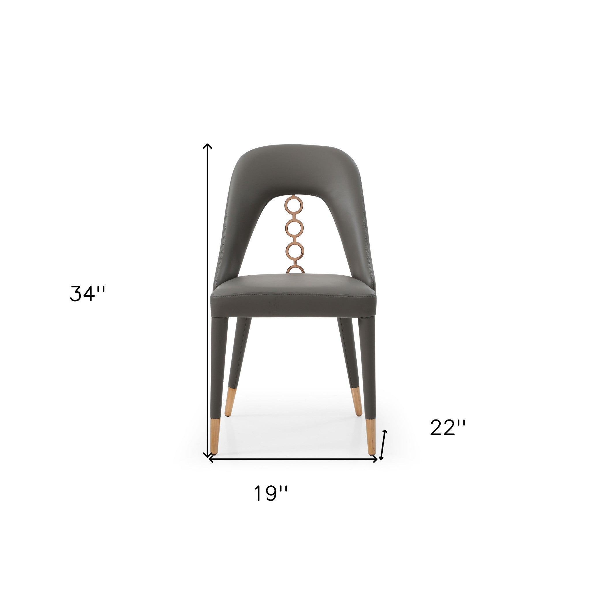 Set of Two Gray 19" Gray and Rose Gold Chain Dining Chair