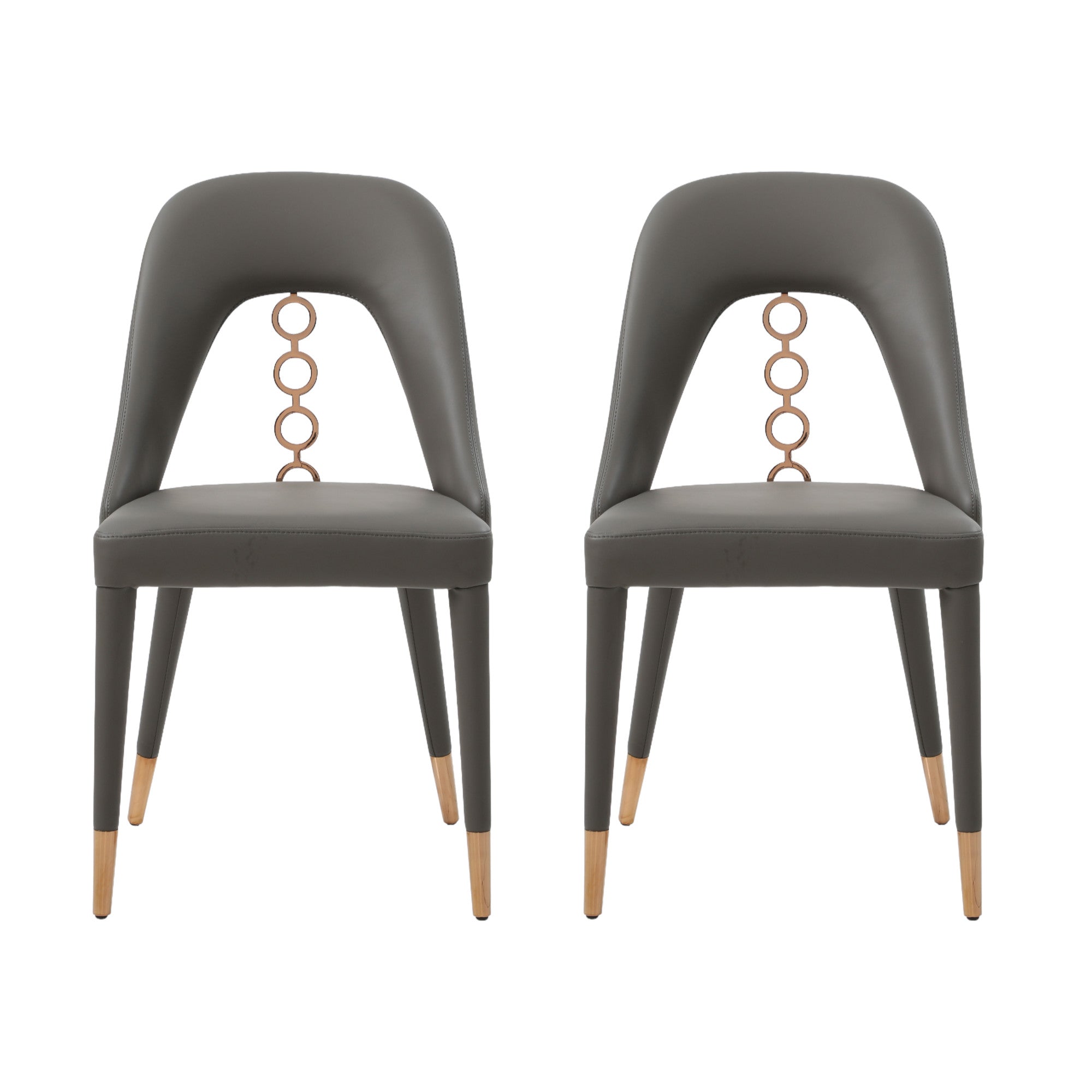 Set of Two Gray 19" Gray and Rose Gold Chain Dining Chair