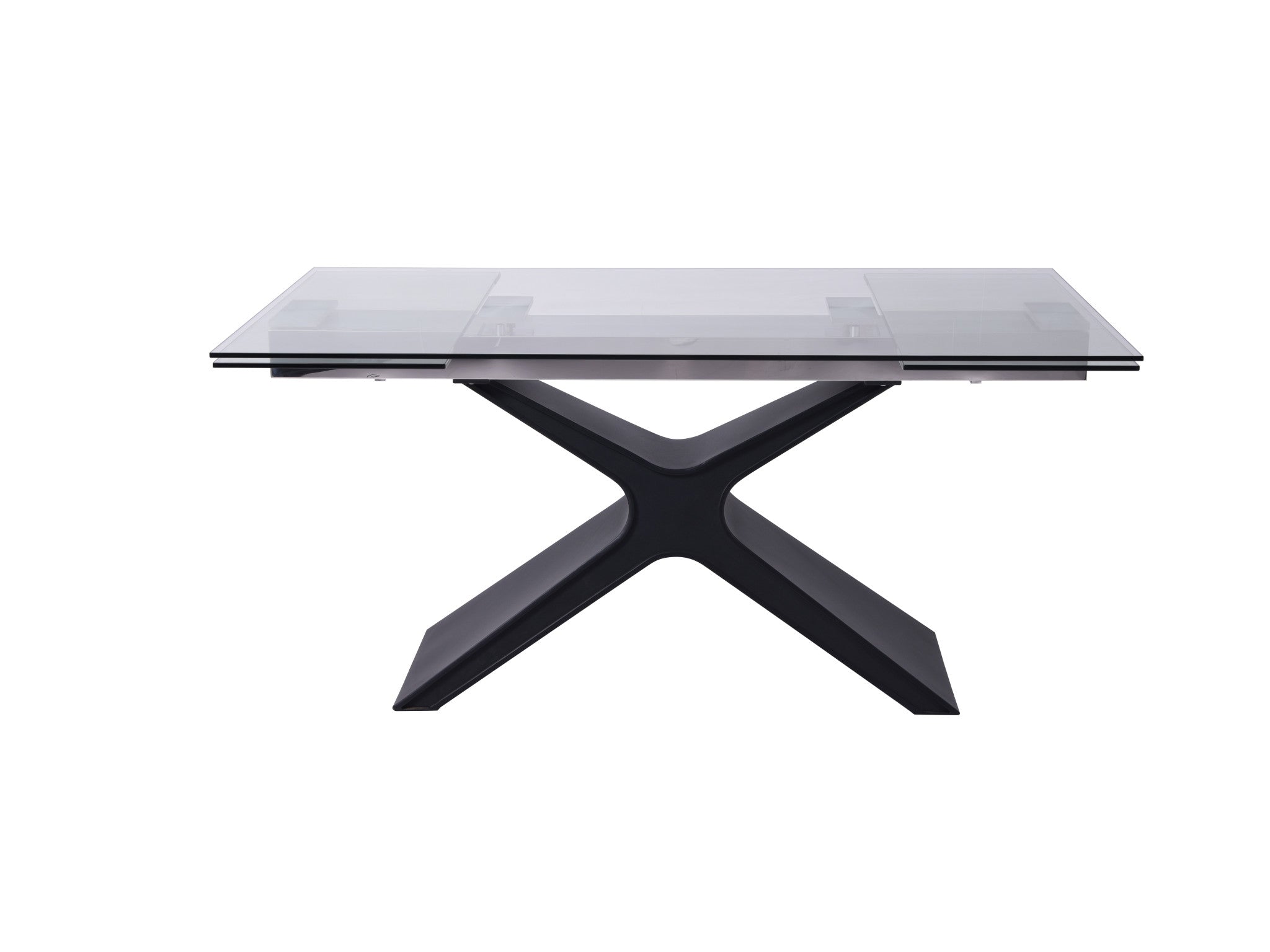 63" Black Metal and Glass Retractable Dining Table