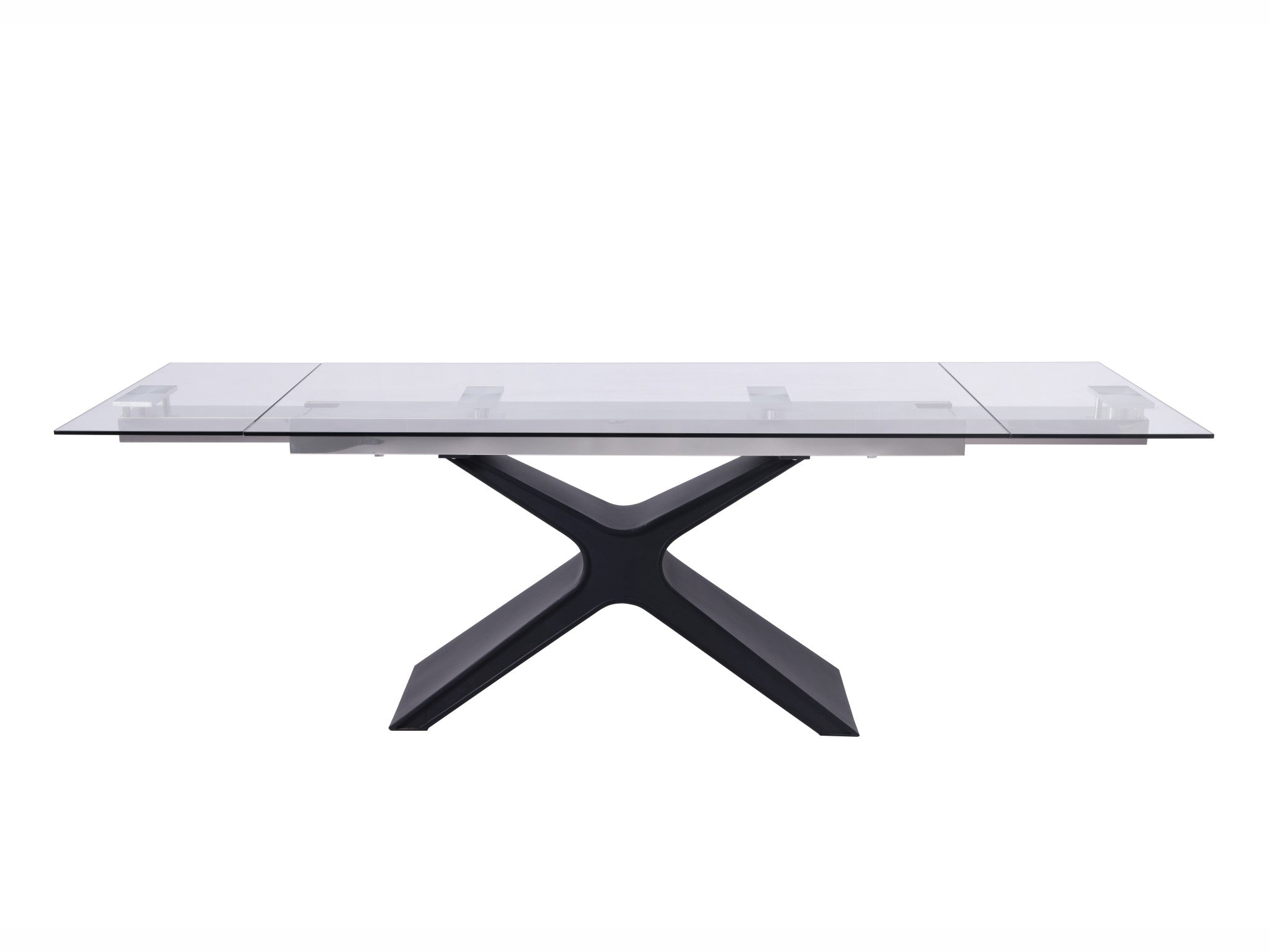 63" Black Metal and Glass Retractable Dining Table