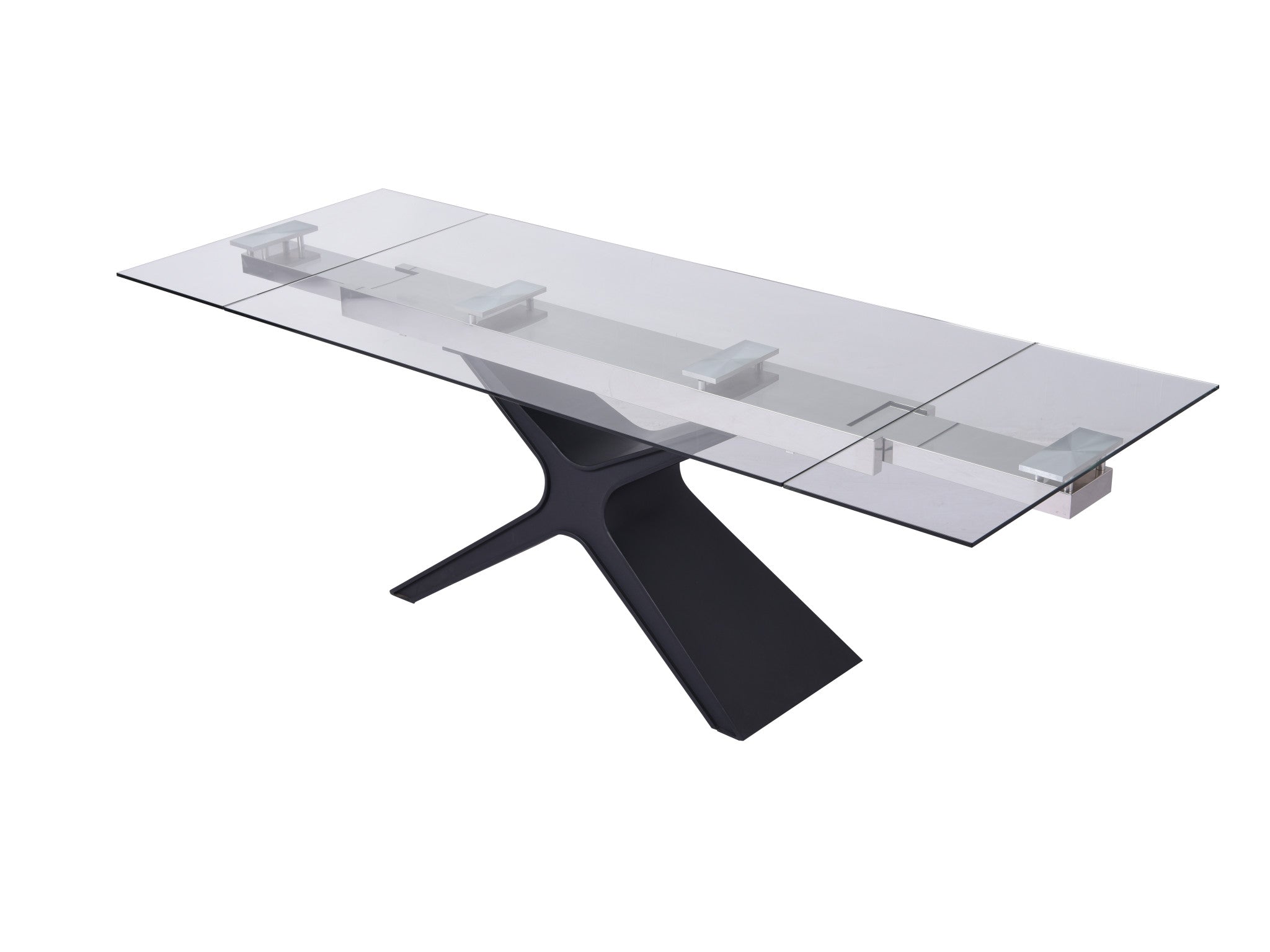 63" Black Metal and Glass Retractable Dining Table