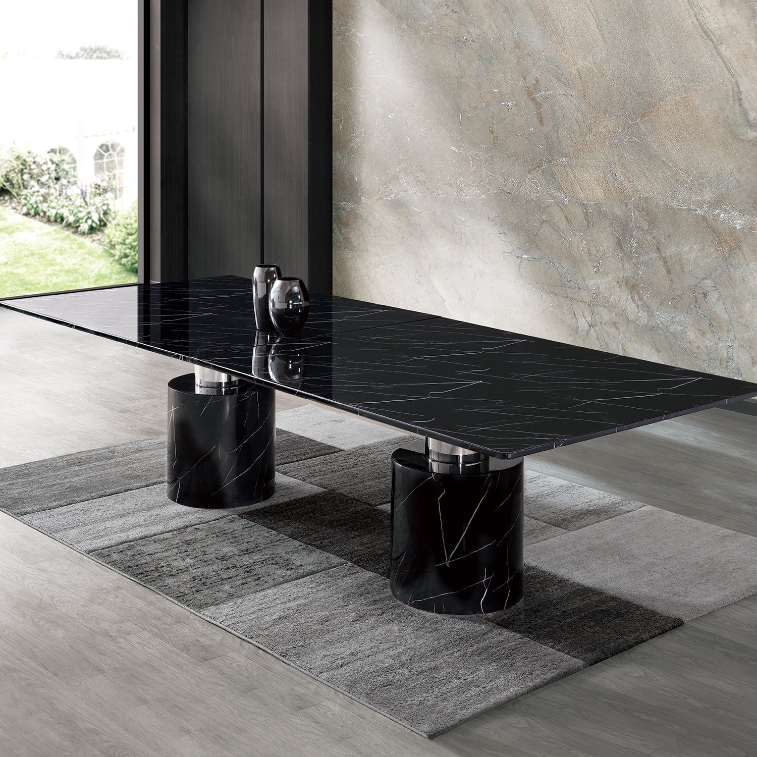120"/180" Marble Double Pedestal Dining Table