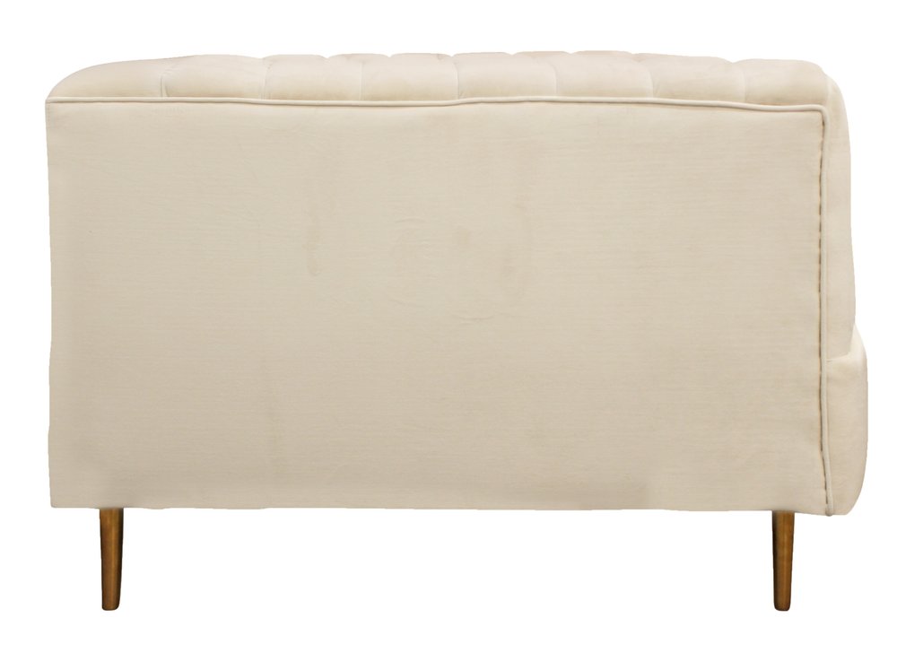37" Ivory Velvet and Gold Tuxedo Club Chair