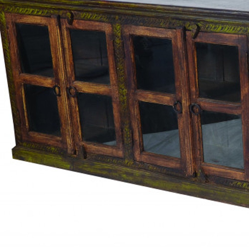 118" Rustic Brown 8 Door Mango Wood Buffet