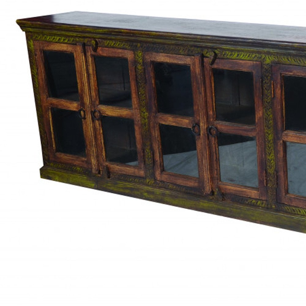 118" Rustic Brown 8 Door Mango Wood Buffet