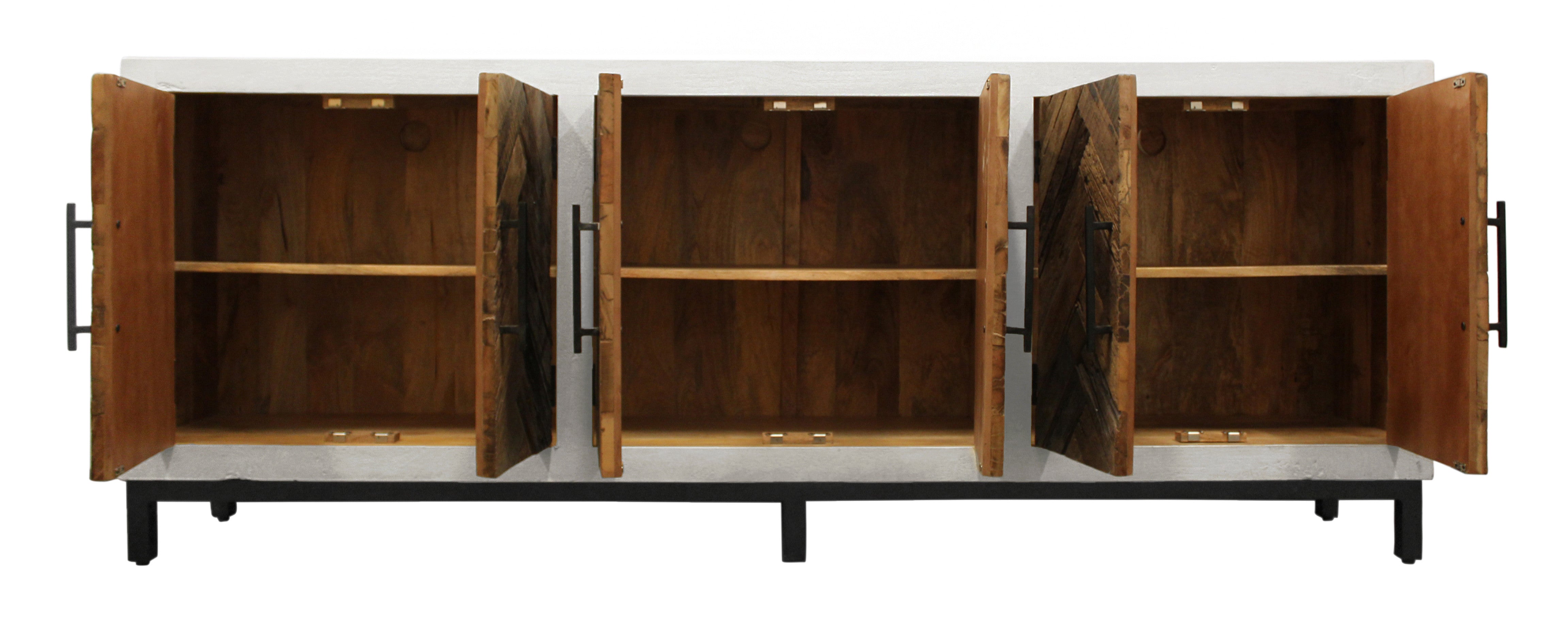 96" White and Brown Panel Mid-Century Sideboard