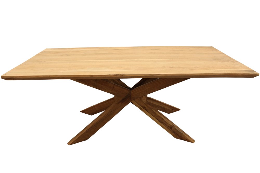 79" Natural Wood Cross Leg Dining Table