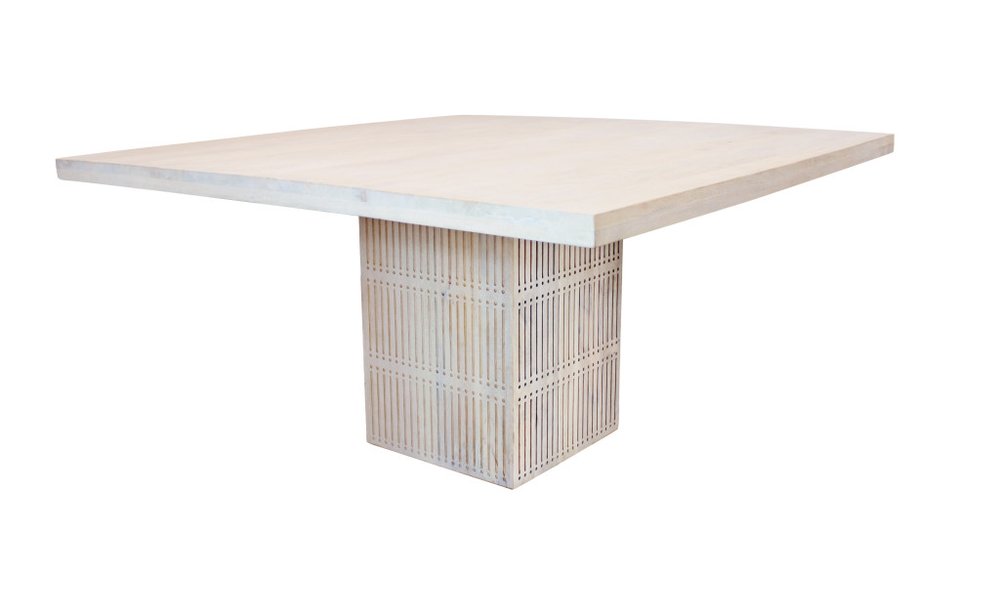 60" Carved Wood Pedestal Dining Table