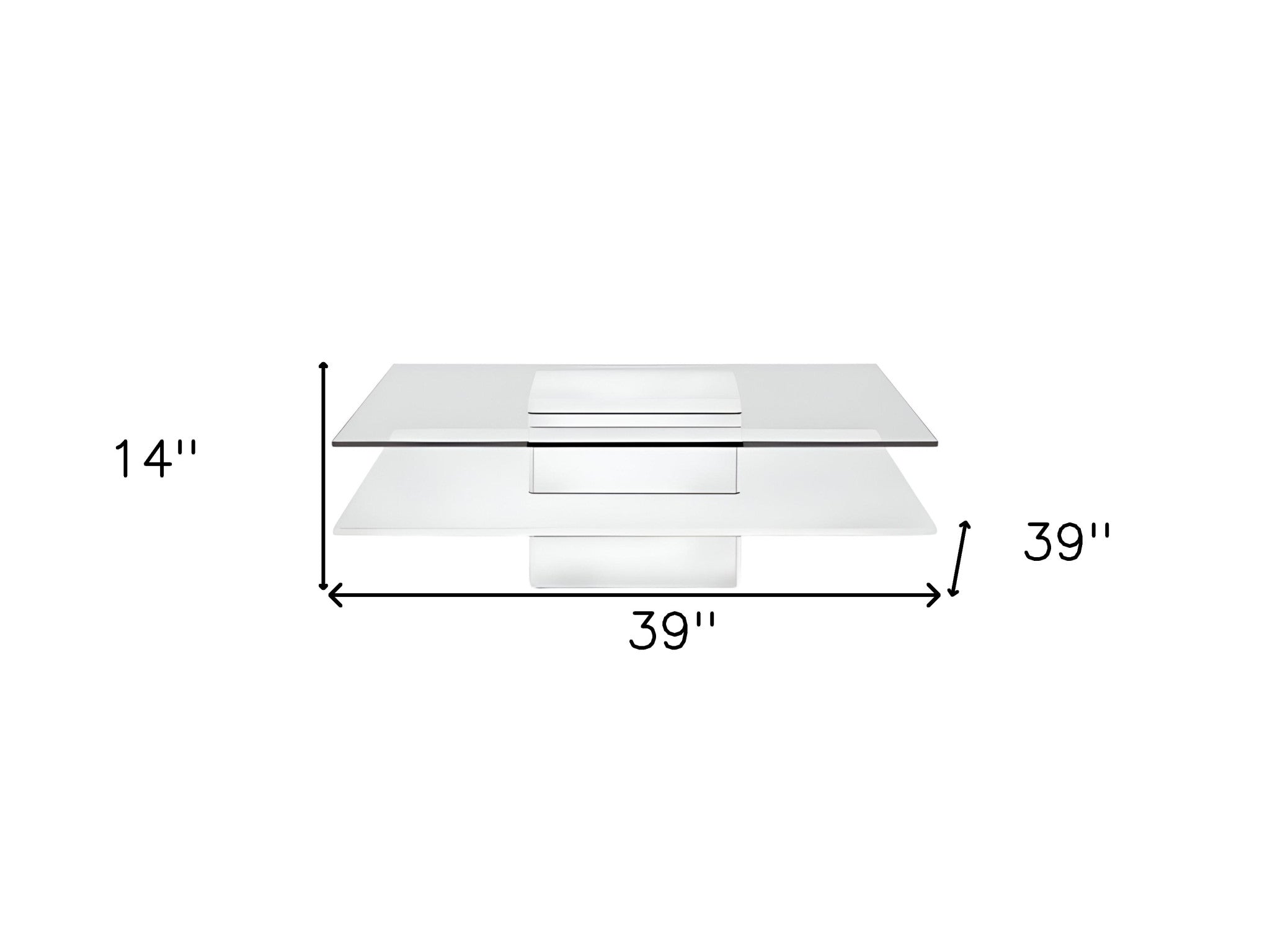 39" White Multi-Platform Glass Coffee Table