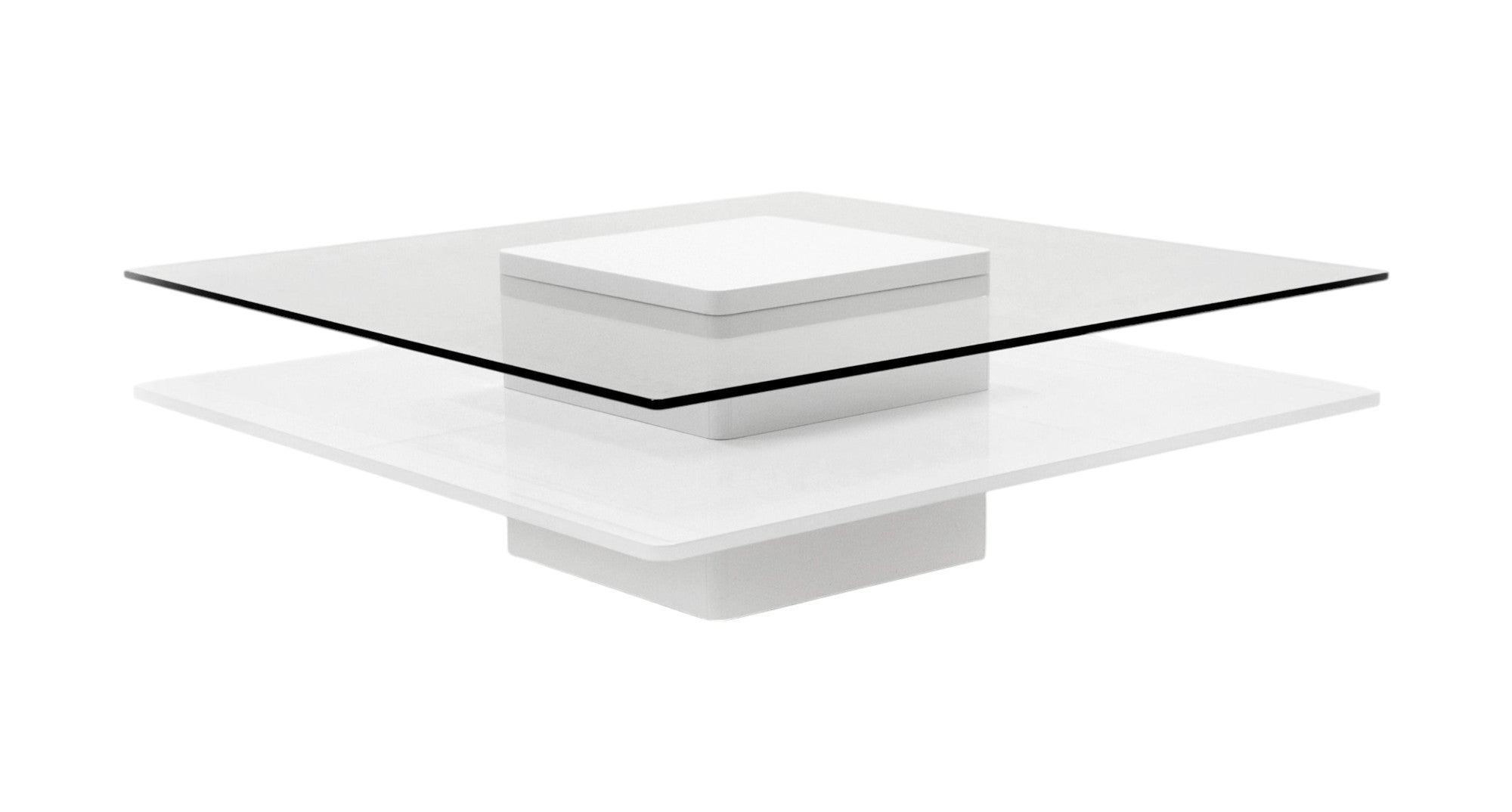 39" White Multi-Platform Glass Coffee Table