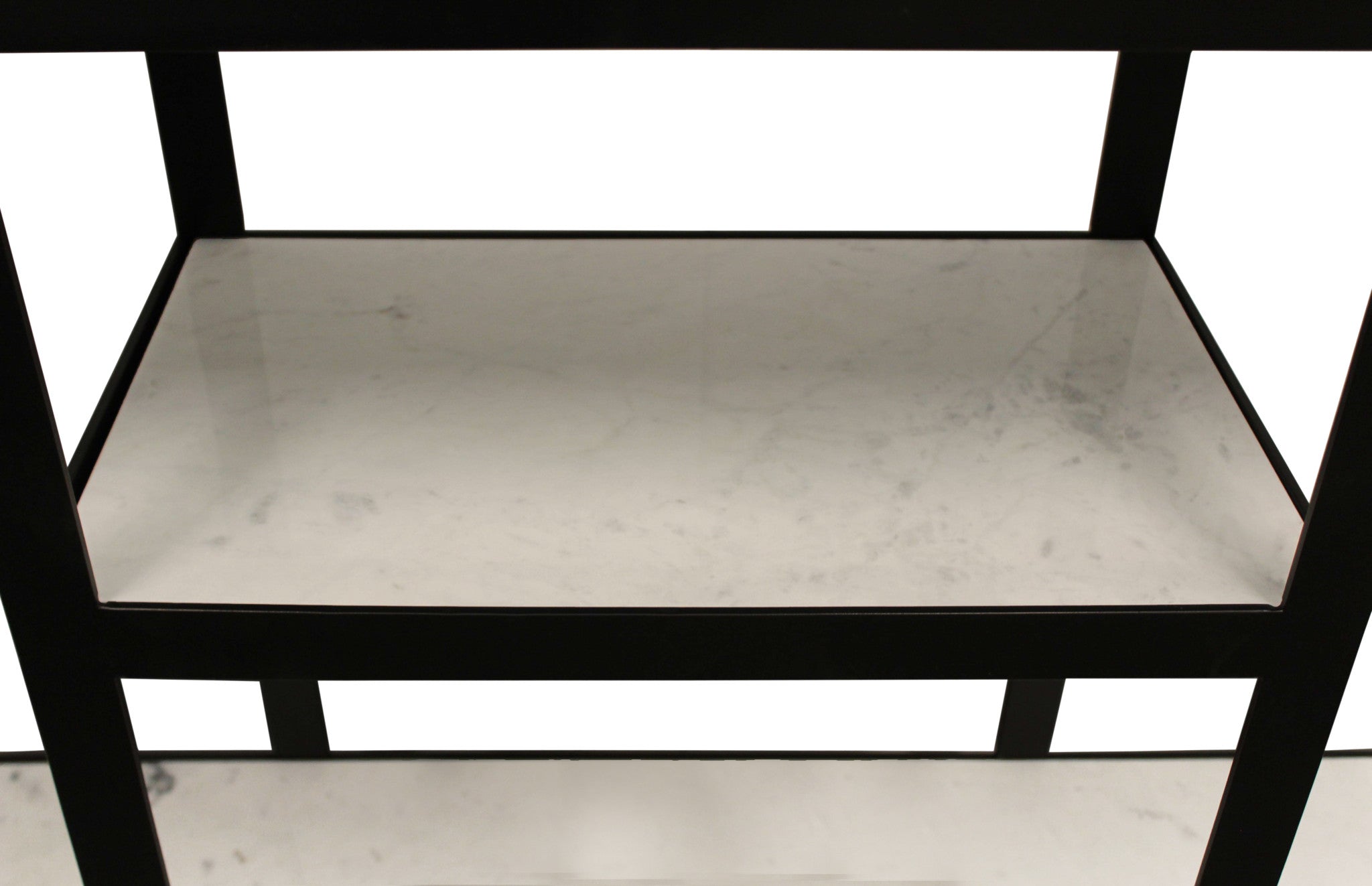 58" White marble and Glass Tri-Level