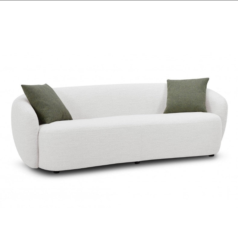 90" White Curved Modern Sofa