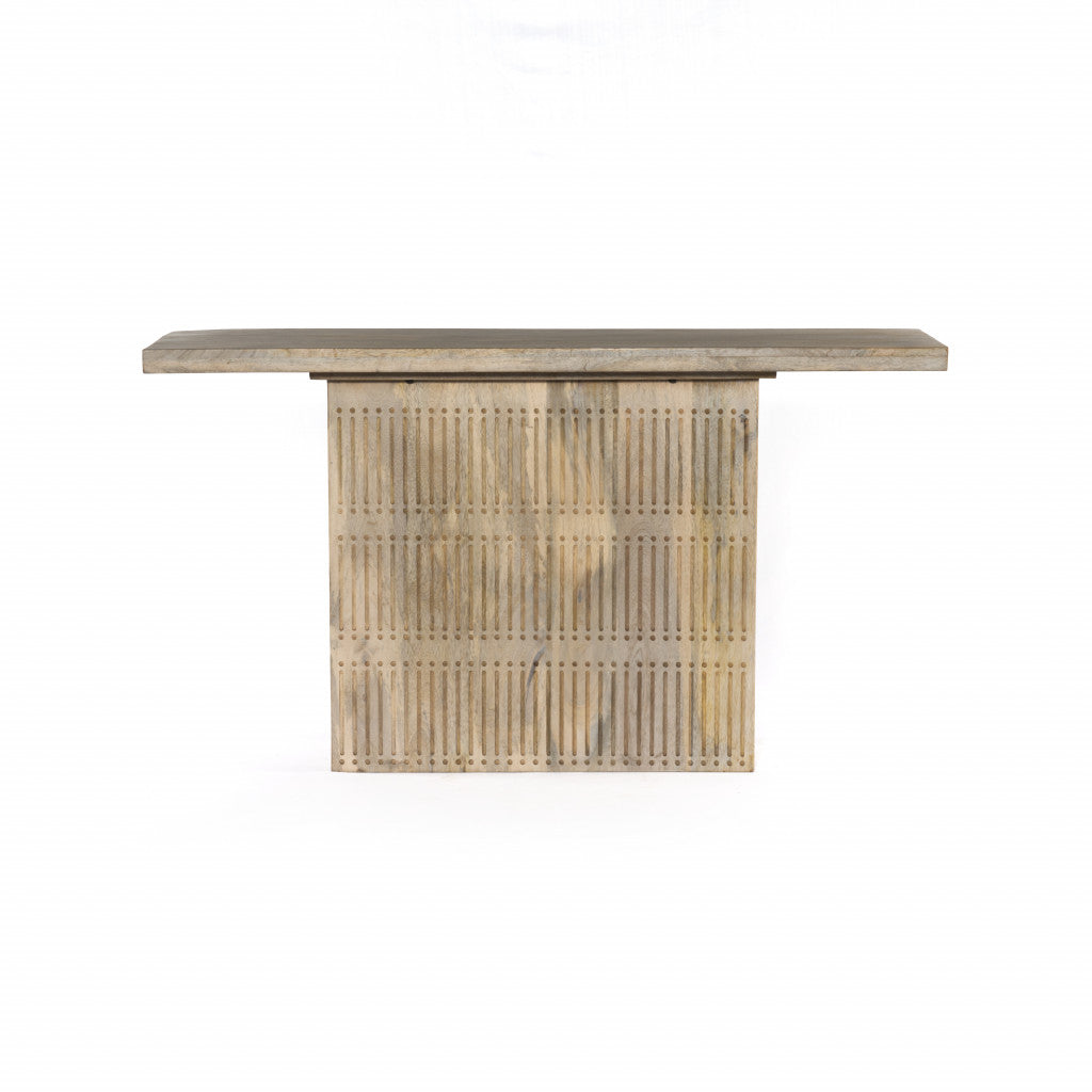 54" Distressed Wood Pedestal Console Table