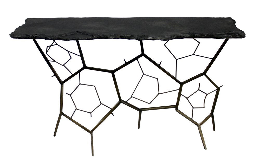 51" Black Stone Web Console Table