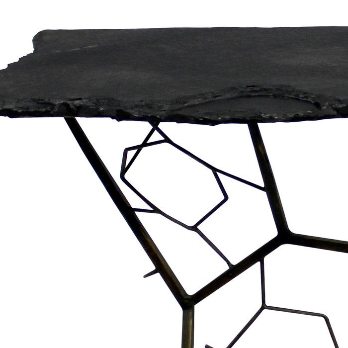 51" Black Stone Web Console Table