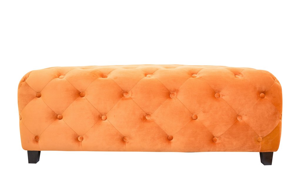 50" Orange Velvet Tufted Bench