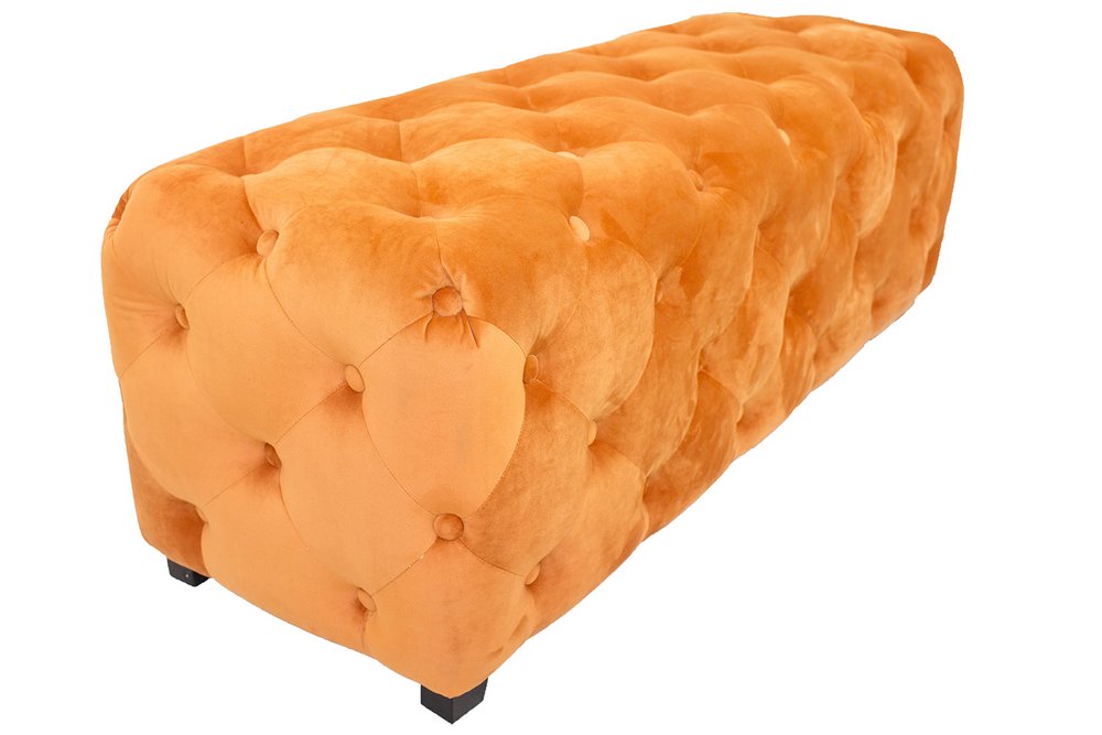 50" Orange Velvet Tufted Bench