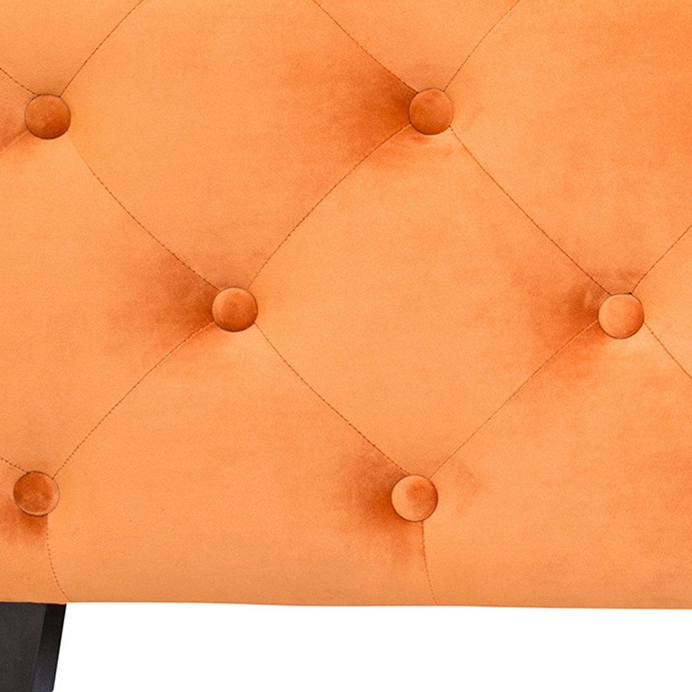 50" Orange Velvet Tufted Bench