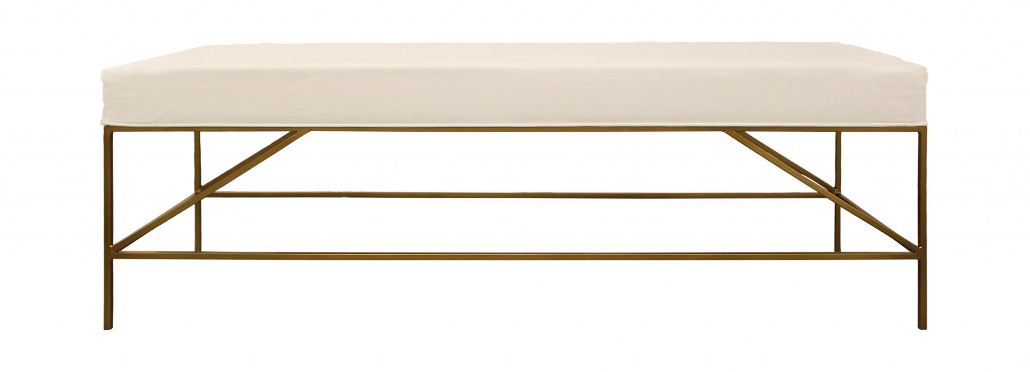 58" Ivory and Gold Contemporary Bench