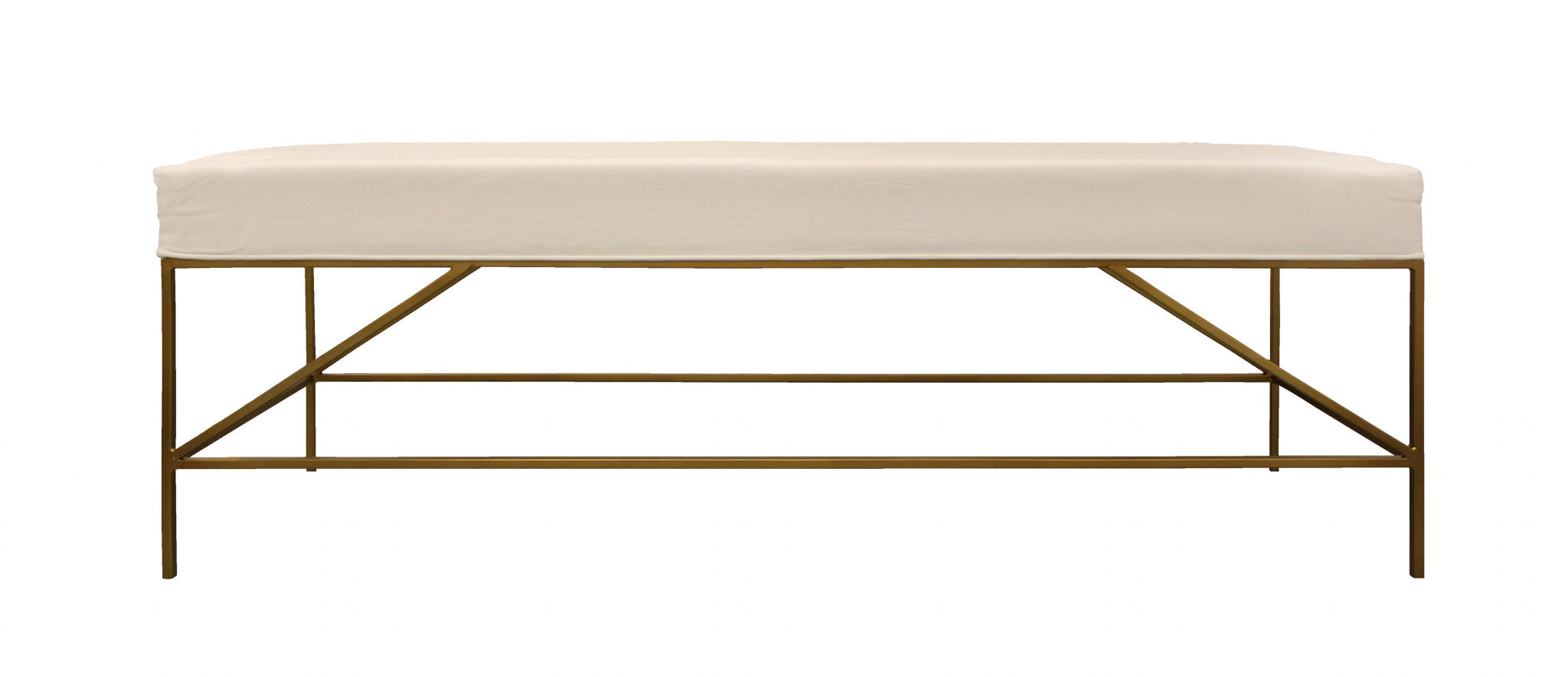 58" Ivory and Gold Contemporary Bench