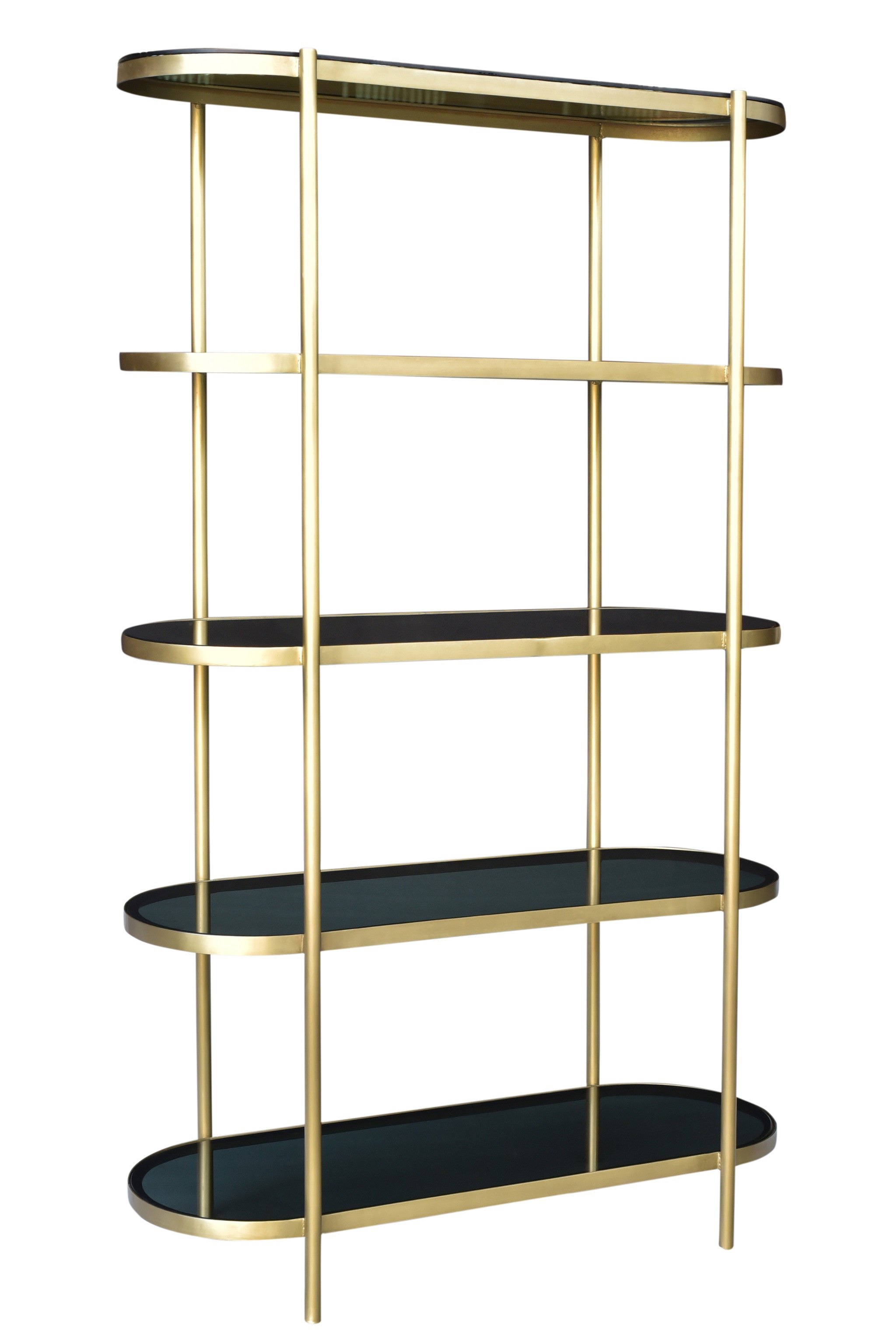 48" Black and Gold Glass 3 Platform Bookcase