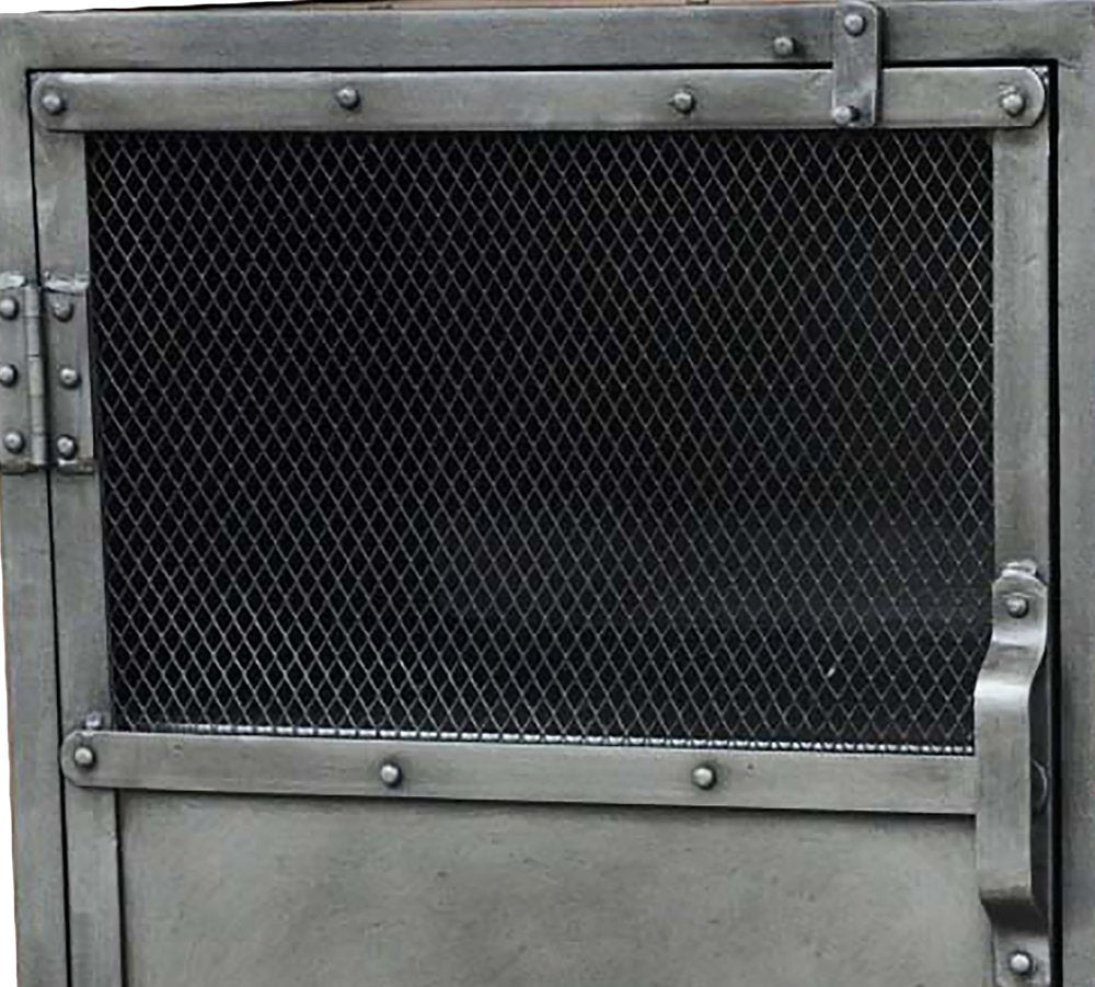 29" Gray Metal Industrial Cabinet with Two Shelves