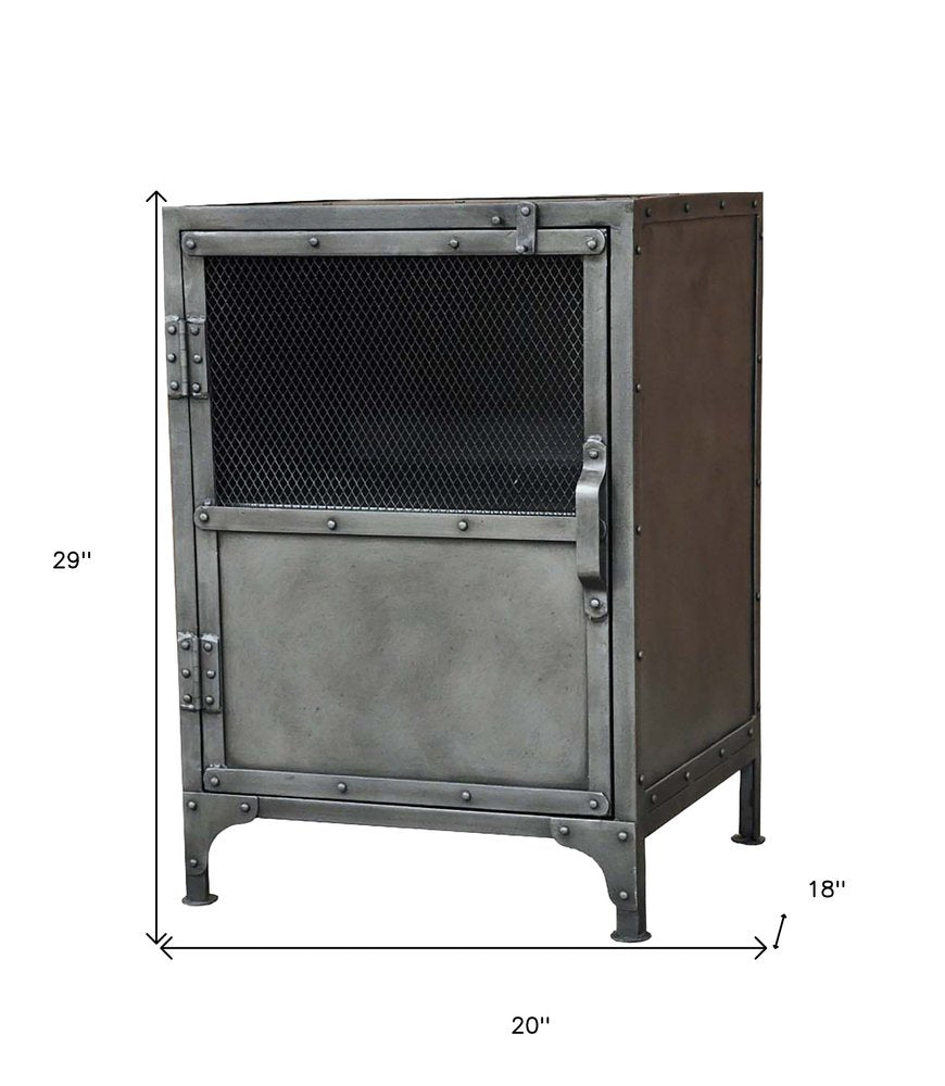 29" Gray Metal Industrial Cabinet with Two Shelves