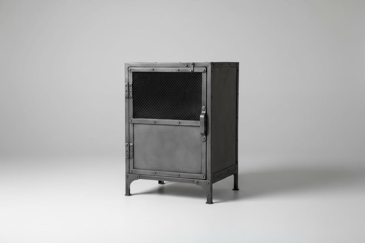 29" Gray Metal Industrial Cabinet with Two Shelves