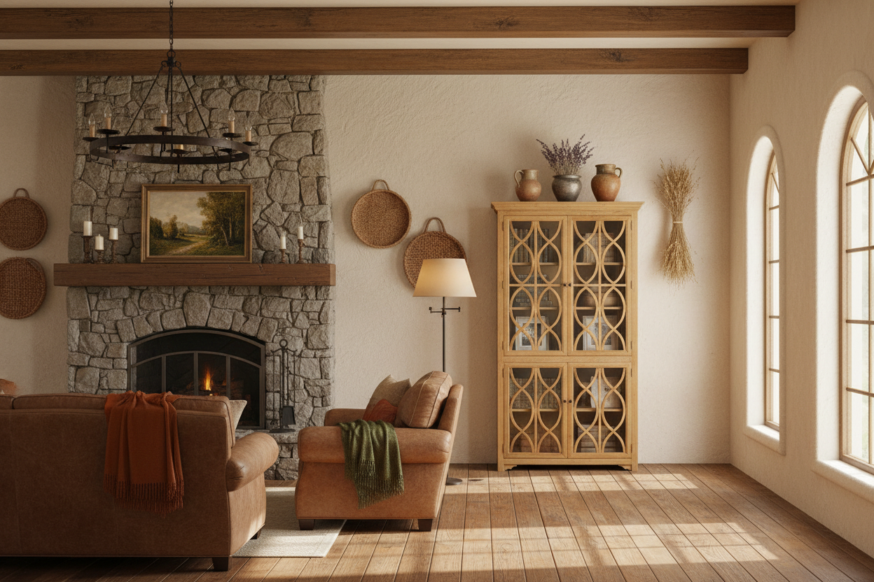 87" Natural Wood Geometric Helix Cabinet with Four Doors