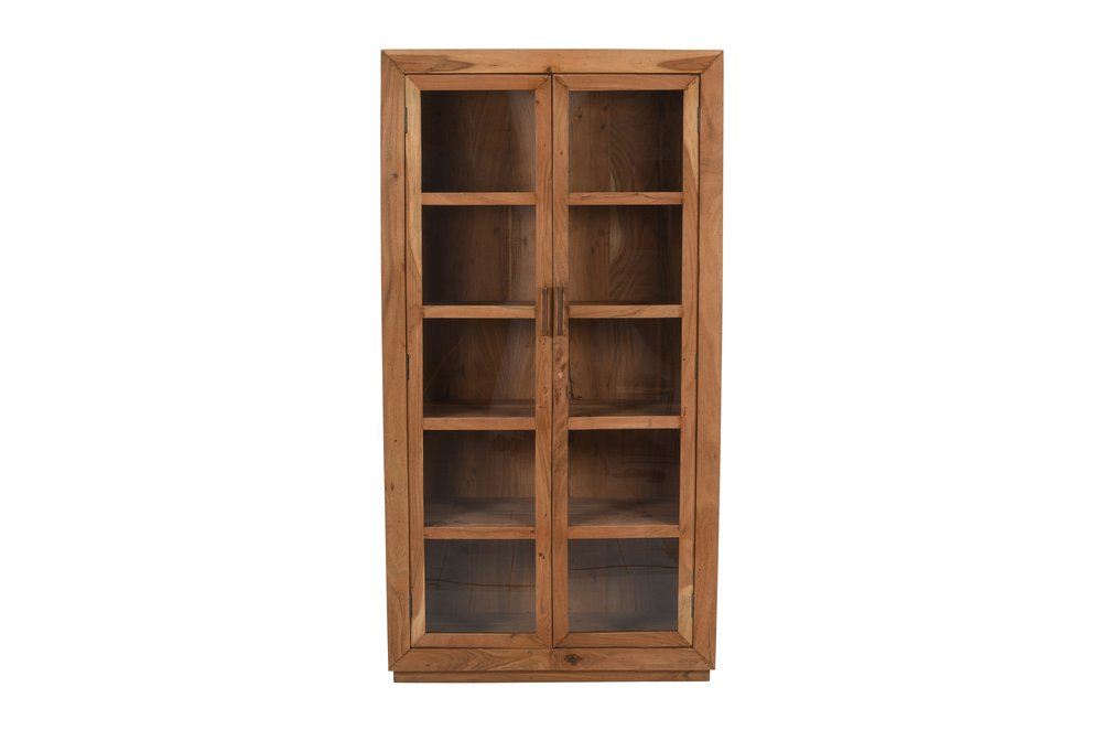 80" Brown Mango Wood Display Cabinet with Two Doors
