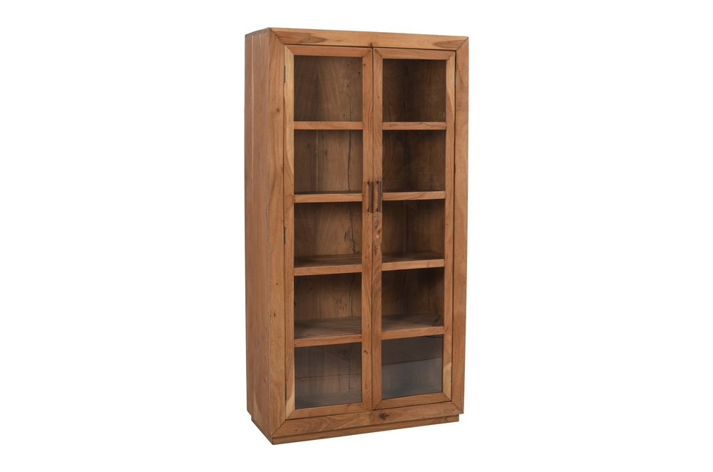 80" Brown Mango Wood Display Cabinet with Two Doors