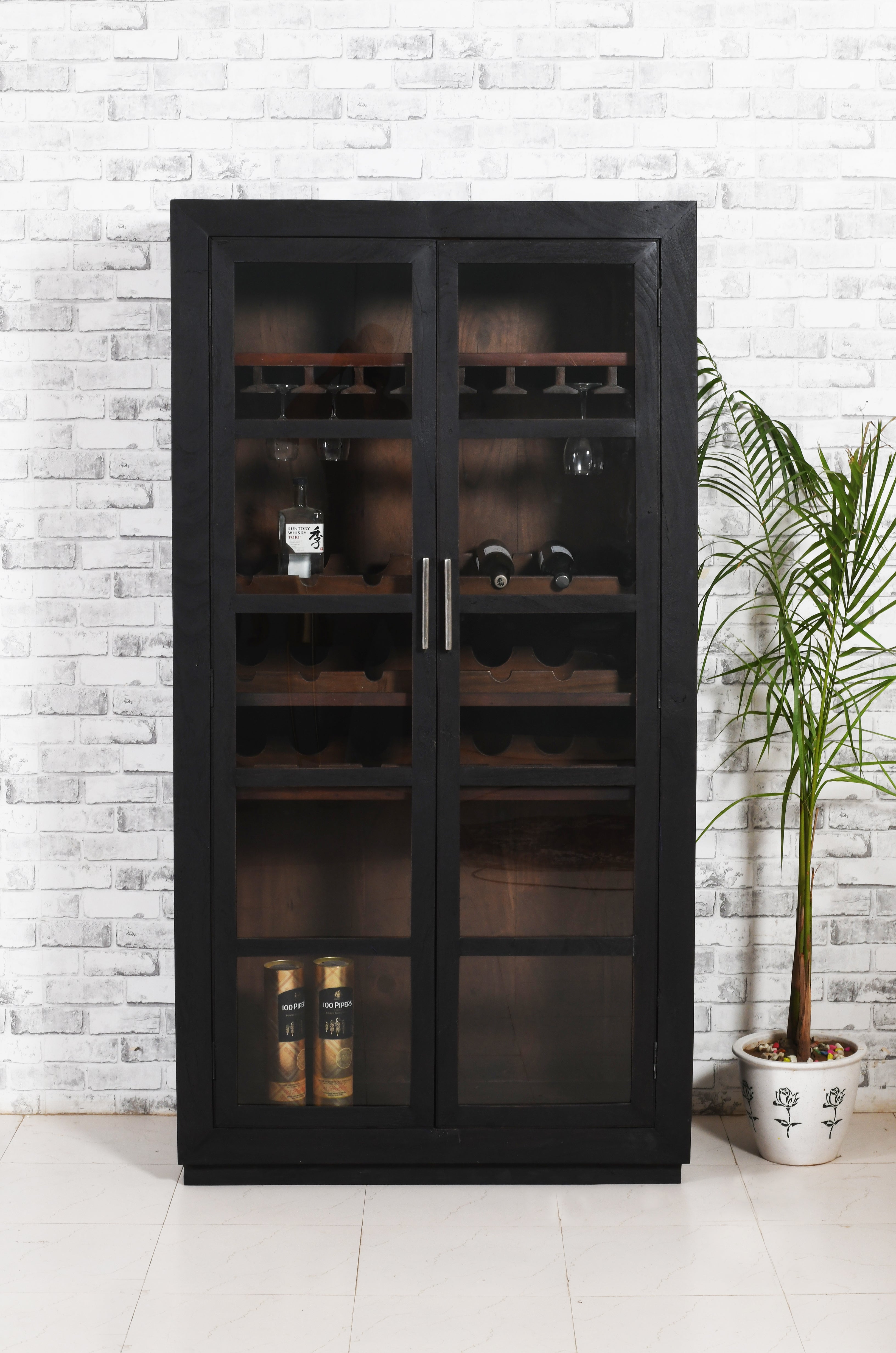 42" Dark Brown Wine Cabinet