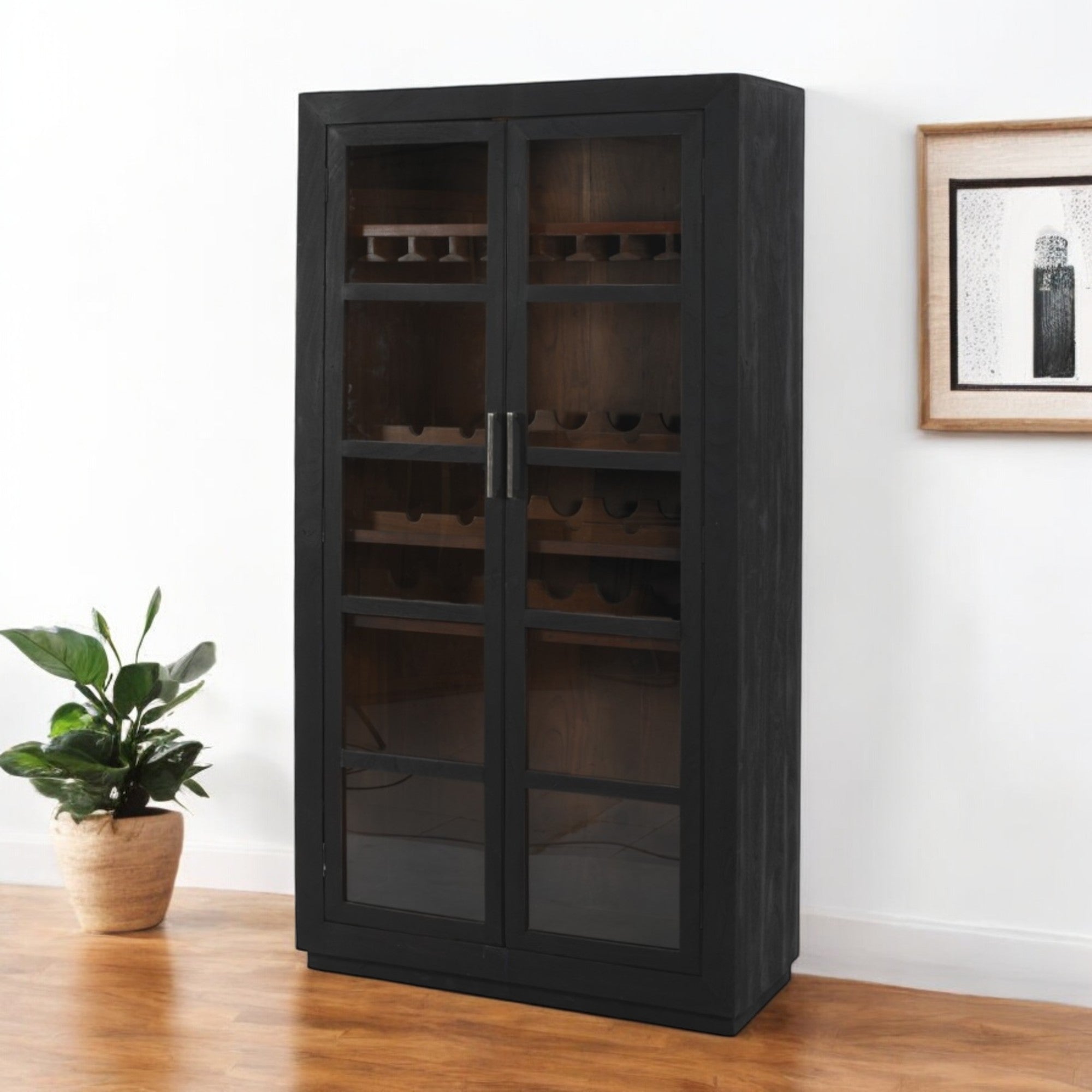 42" Dark Brown Wine Cabinet