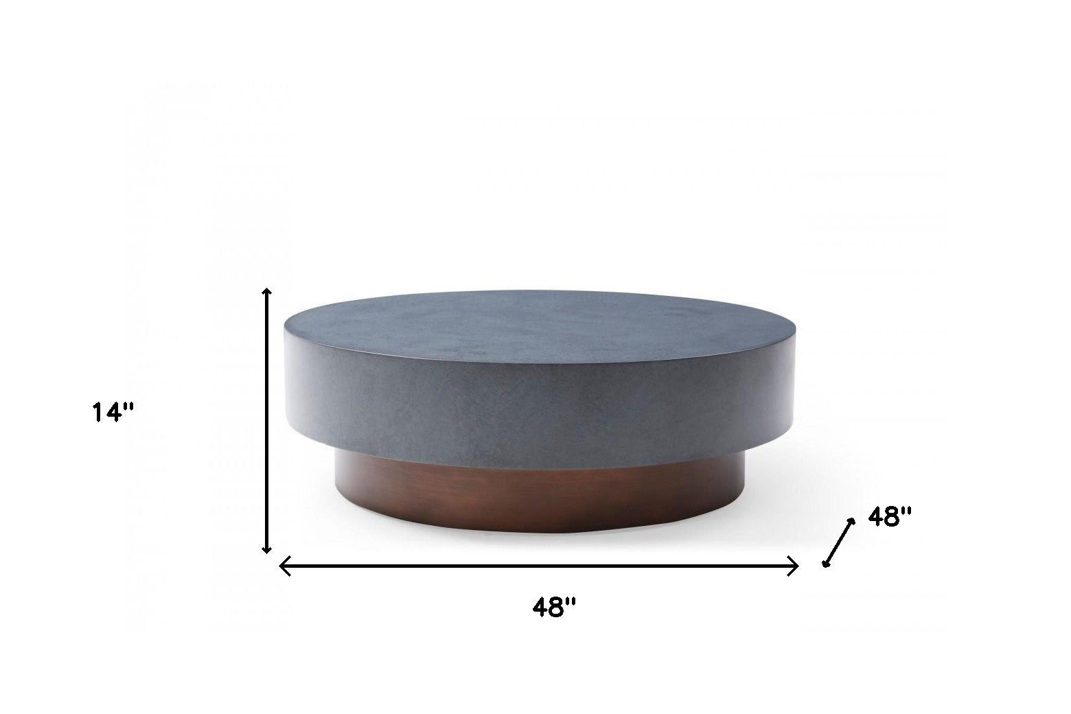 48" Copper and Gray Pedestal Coffee Table