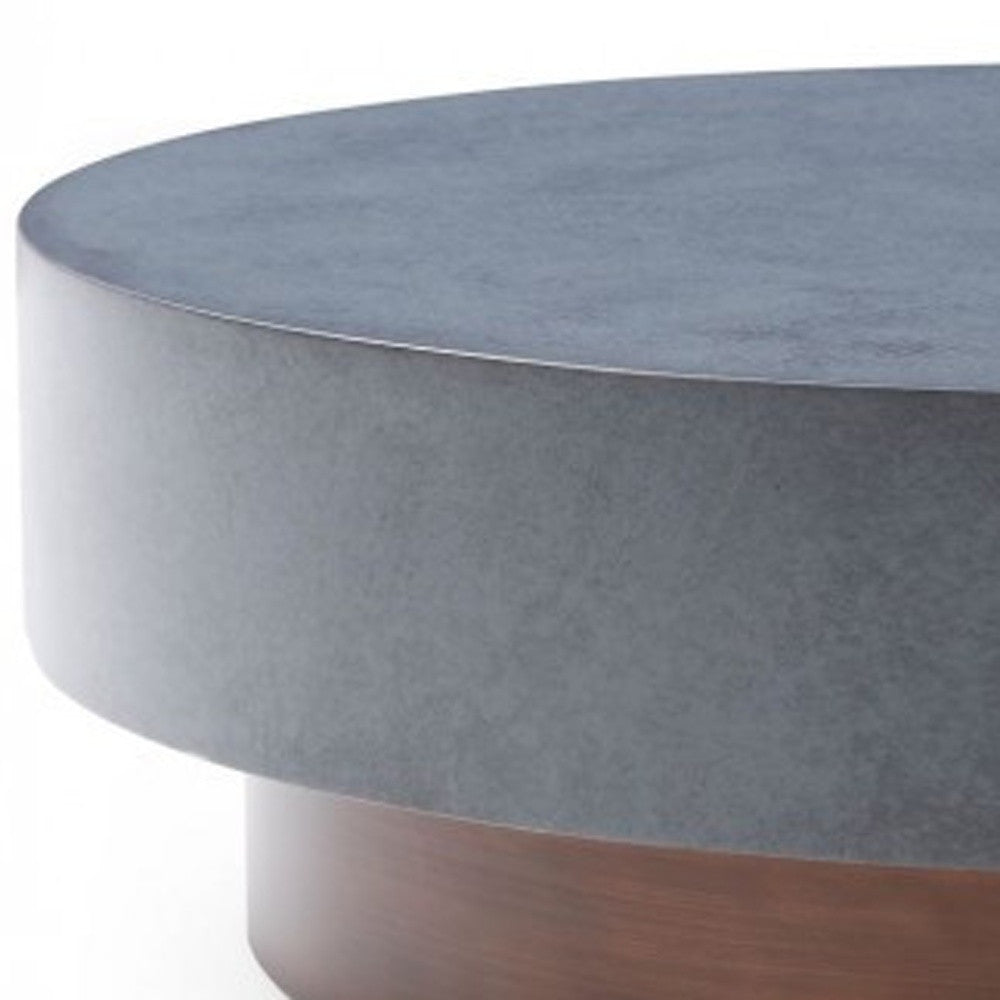 48" Copper and Gray Pedestal Coffee Table