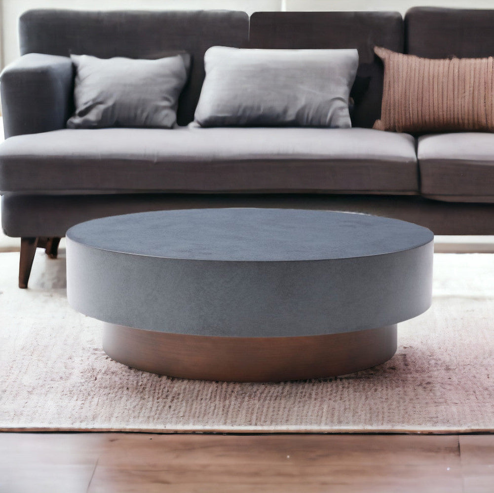 48" Copper and Gray Pedestal Coffee Table
