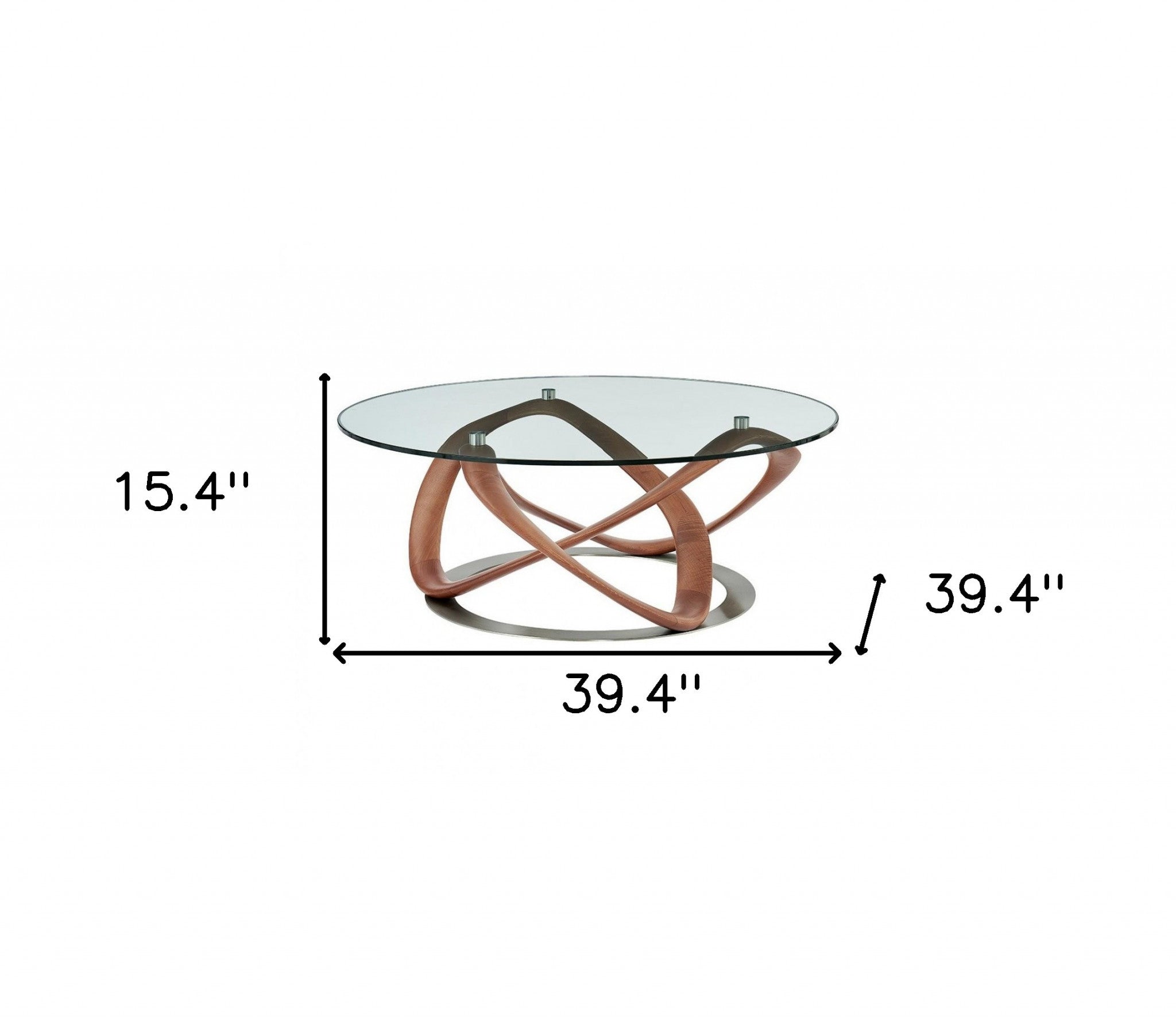 39" Walnut & Glass Round Coffee Table